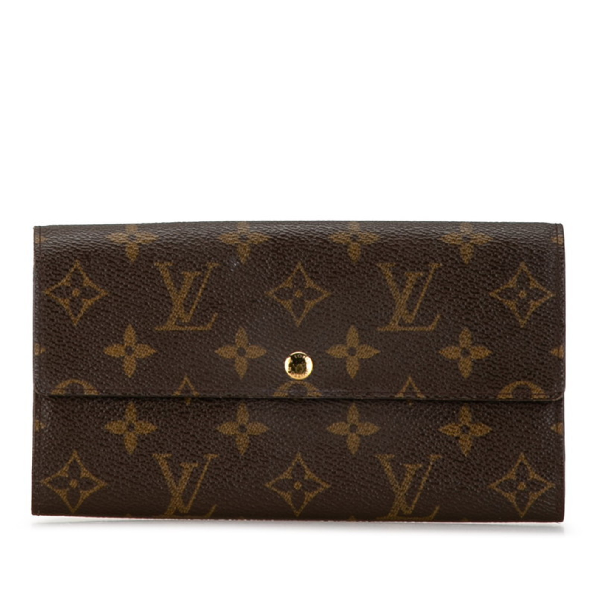 Louis Vuitton Monogram Pochette Porte Monnaie Credit Long Wallet M61725 Brown PVC Leather Women's LOUIS VUITTON