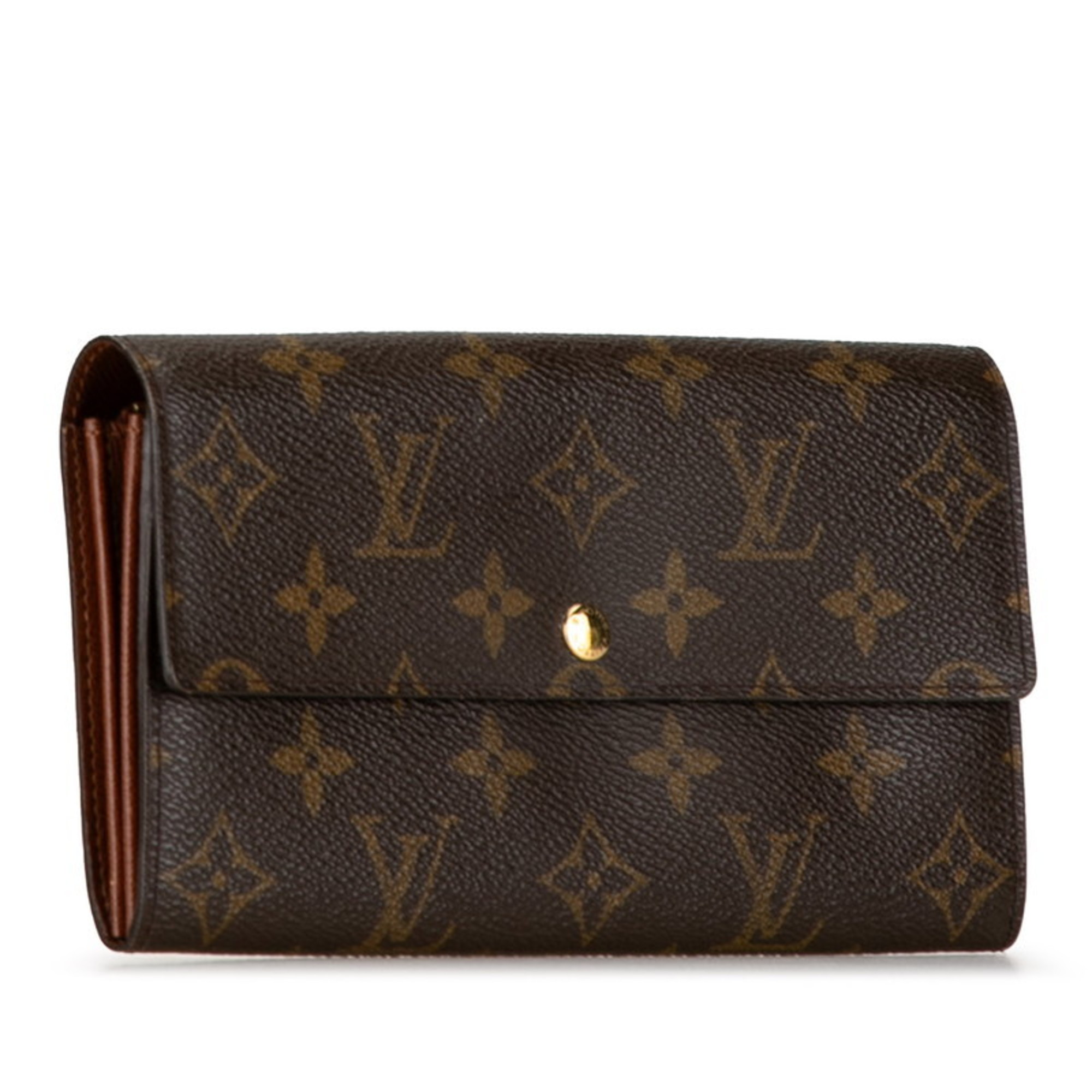 Louis Vuitton Monogram Pochette Porte Monnaie Credit Long Wallet M61725 Brown PVC Leather Women's LOUIS VUITTON