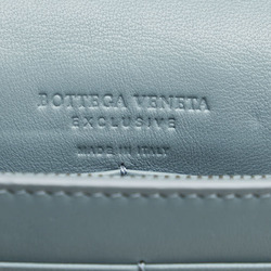 Bottega Veneta Intrecciato Ribbon Chain Shoulder Wallet Long Blue Leather Women's BOTTEGAVENETA