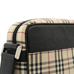 BURBERRY Nova Check Pattern Shoulder Bag Pochette Canvas Leather Beige Black