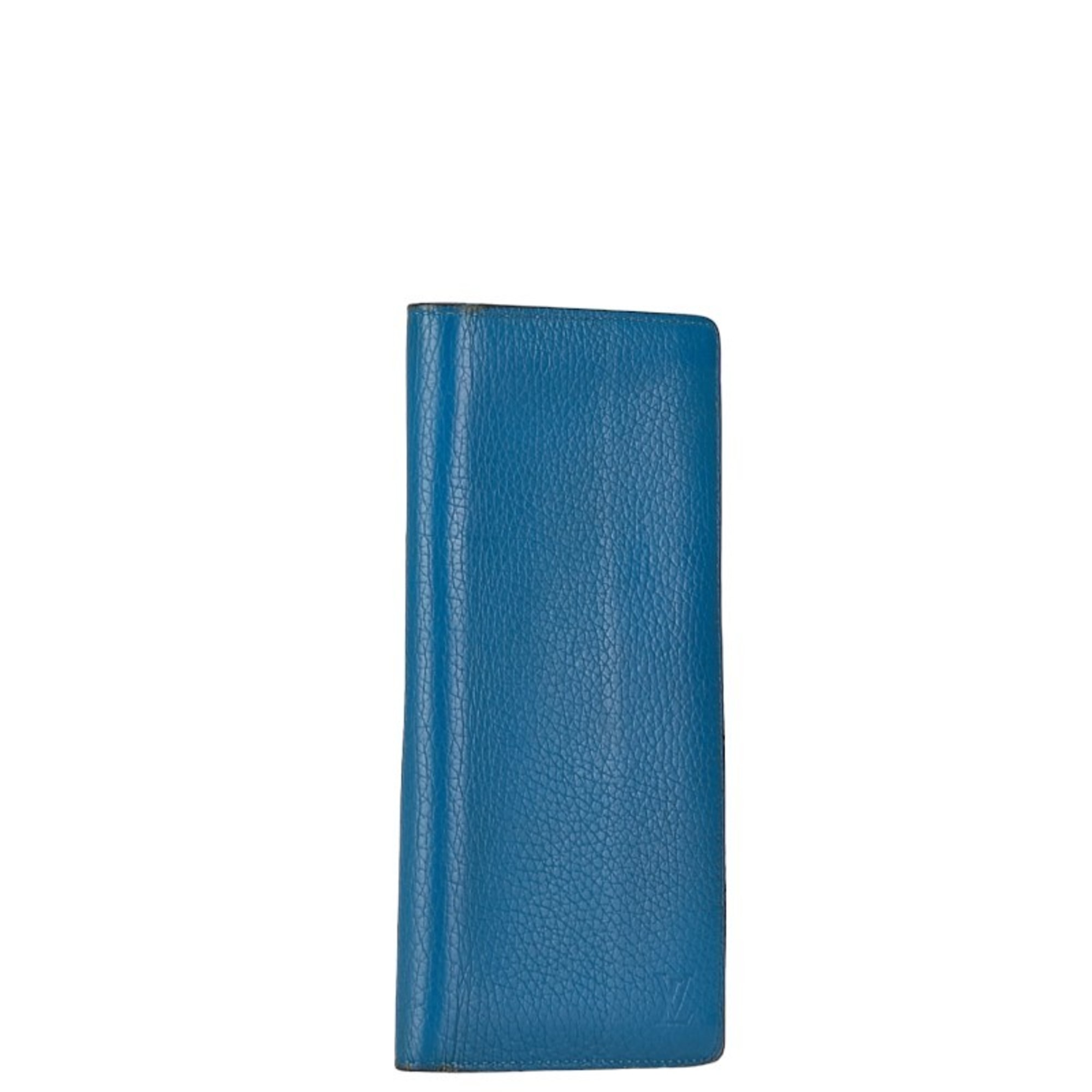 Louis Vuitton Portefeuille Brazza Long Wallet M58193 Blue Taurillon Leather Women's LOUIS VUITTON