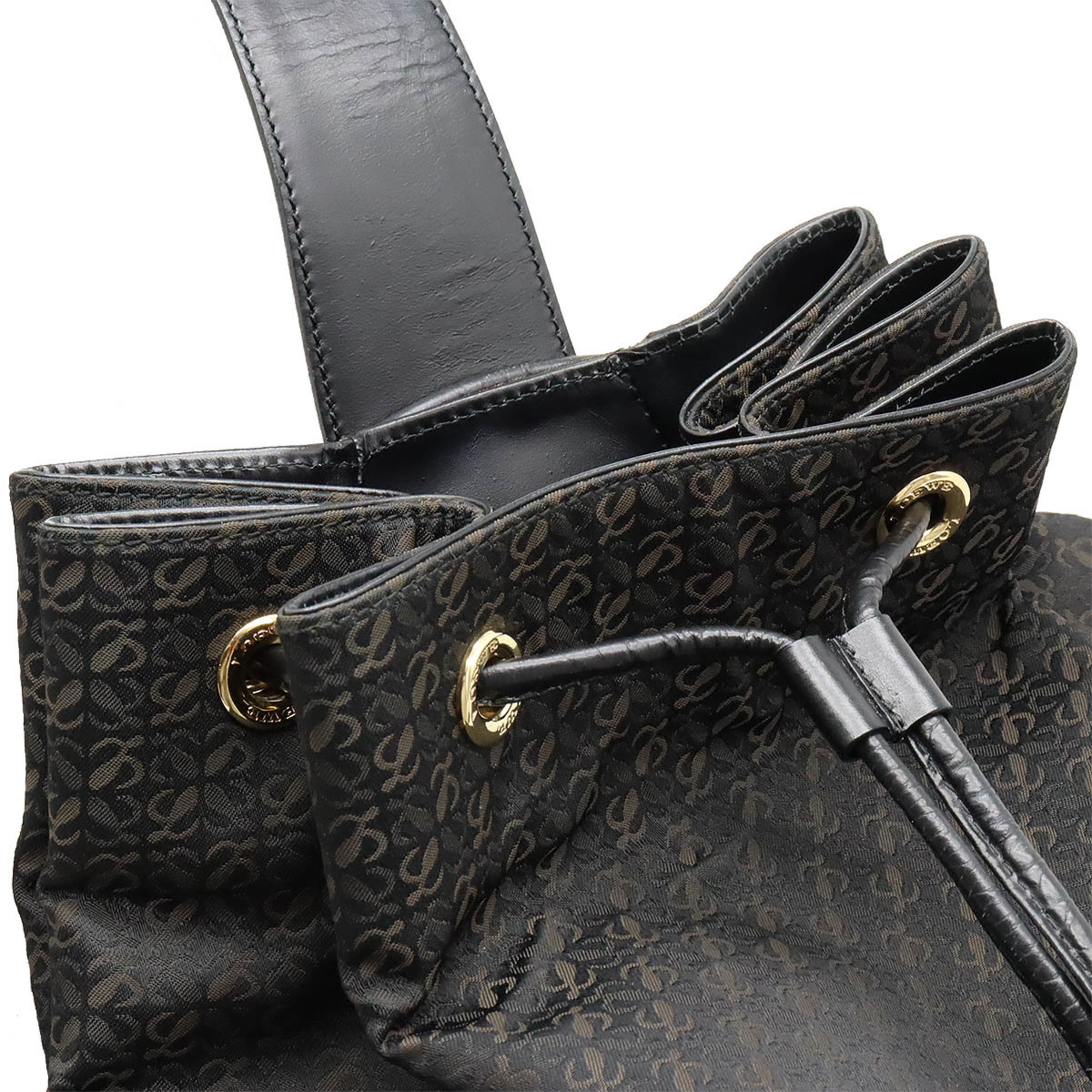 LOEWE Anagram Shoulder Bag Jacquard Leather Black Brown