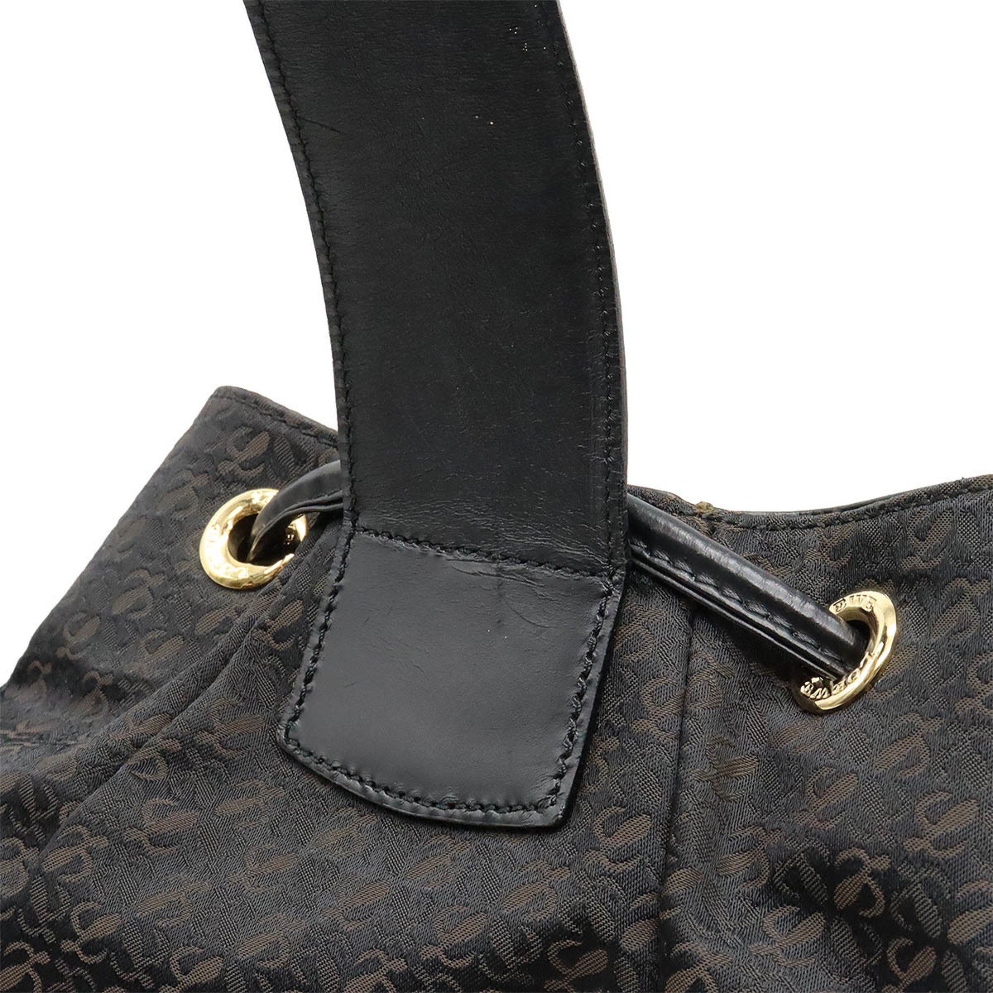 LOEWE Anagram Shoulder Bag Jacquard Leather Black Brown