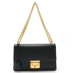 GUCCI Guccissima Padlock Shoulder Bag Chain Leather Black 409486