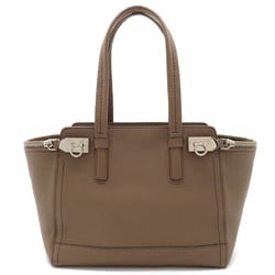 Salvatore Ferragamo Ariana Verve Gancini Tote Bag Shoulder Leather Mocha Brown DY-21 D698