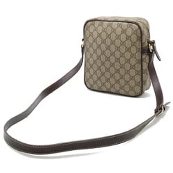 GUCCI GG Plus Supreme Shoulder Bag Pochette PVC Leather Khaki Beige Brown Dark 233268