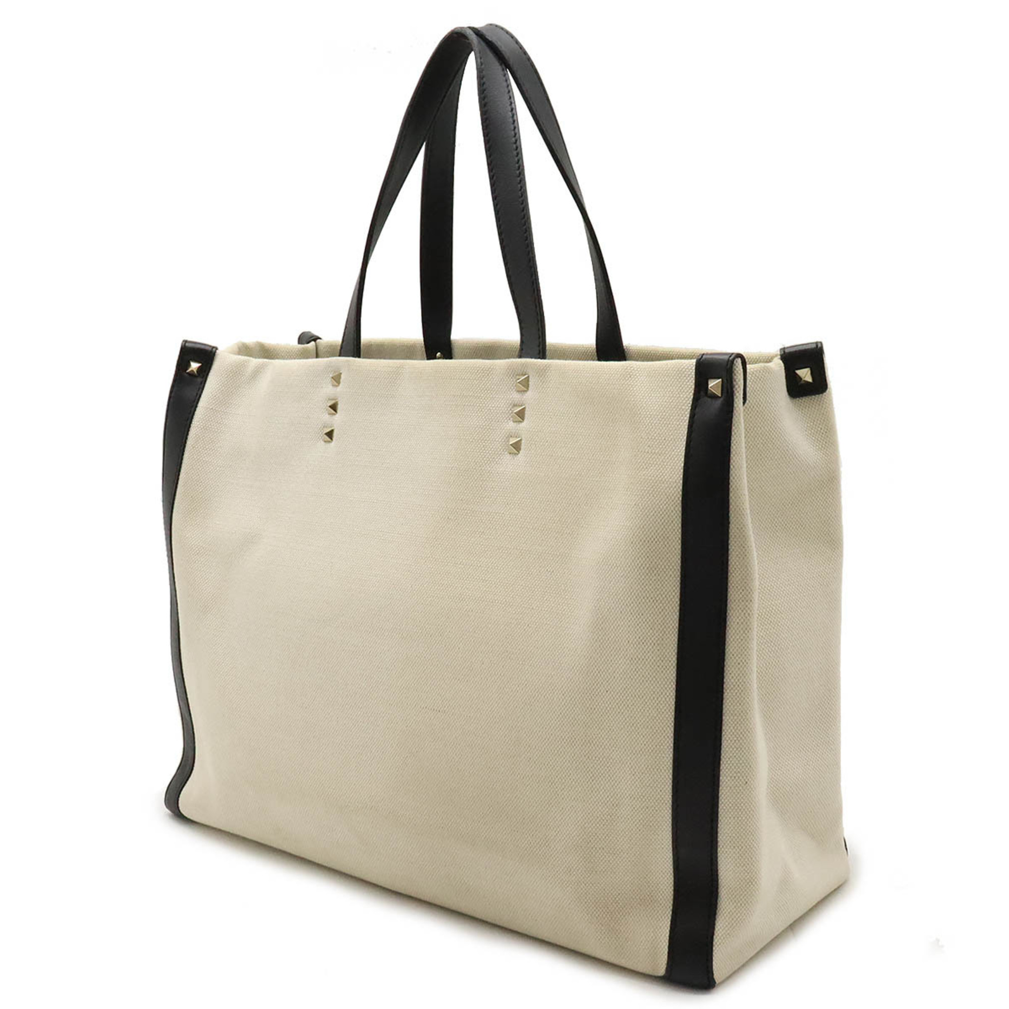 VALENTINO GARAVANI Valentino Garavani VLTN Rockstud Tote Bag Canvas Natural