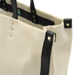 VALENTINO GARAVANI Valentino Garavani VLTN Rockstud Tote Bag Canvas Natural