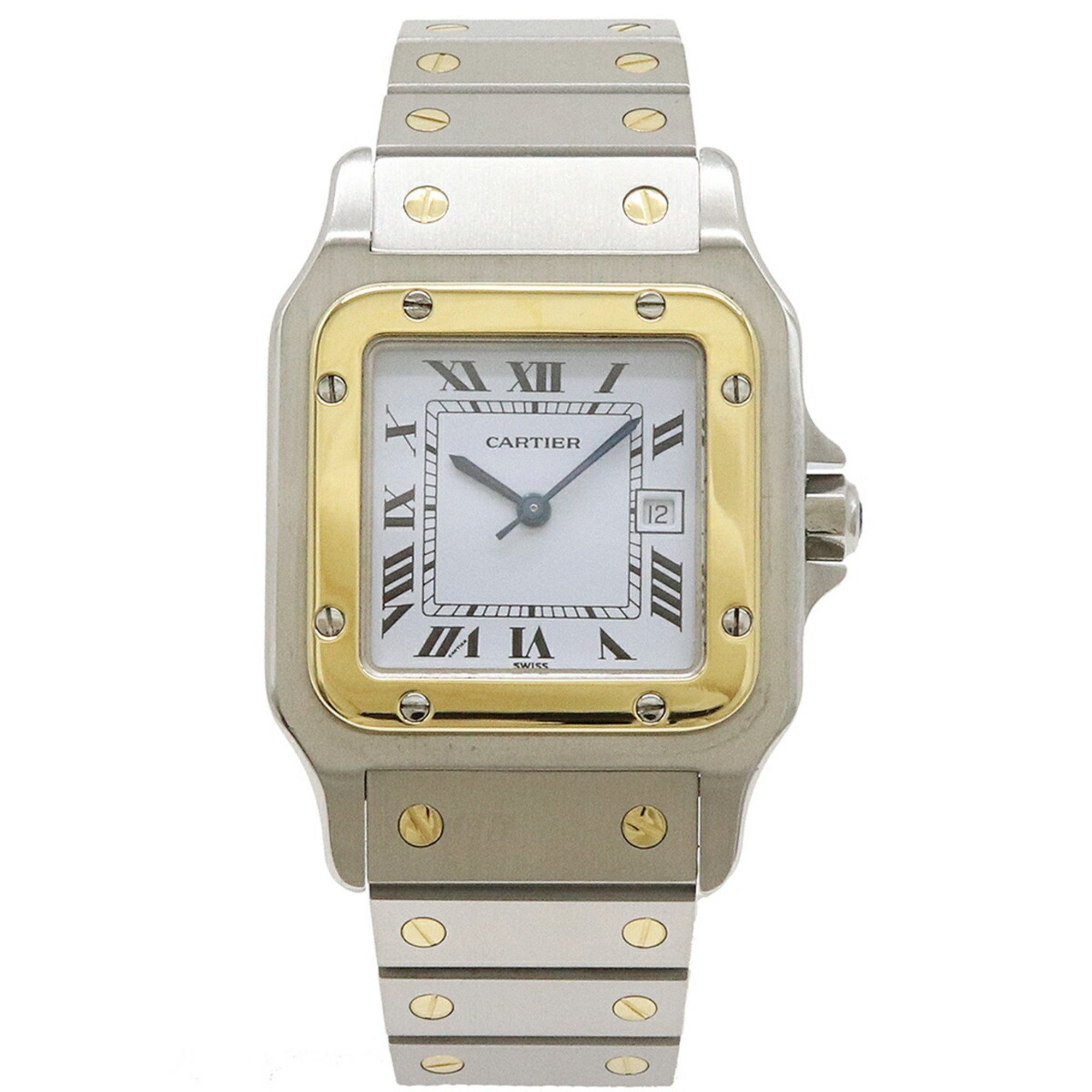 Cartier Santos Galbe LM Date SS K18YG Combi Men's Watch AT W20011C4