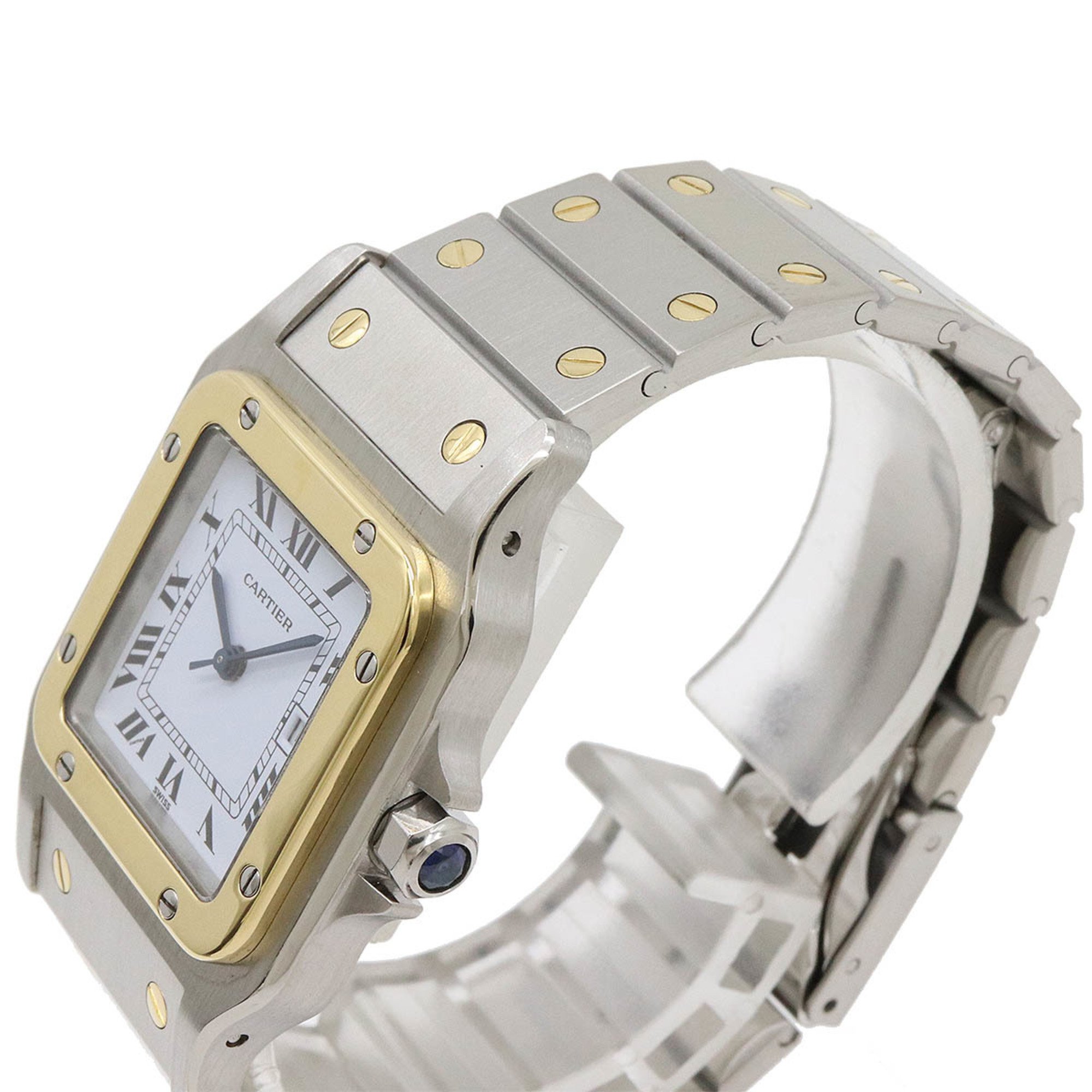 Cartier Santos Galbe LM Date SS K18YG Combi Men's Watch AT W20011C4