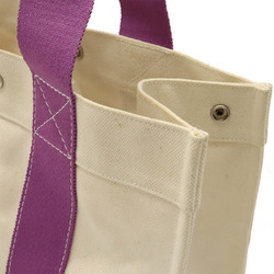 HERMES Bora PM Tote bag Handbag Canvas Ivory White Purple