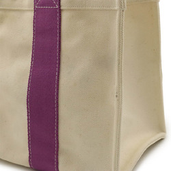 HERMES Bora PM Tote bag Handbag Canvas Ivory White Purple