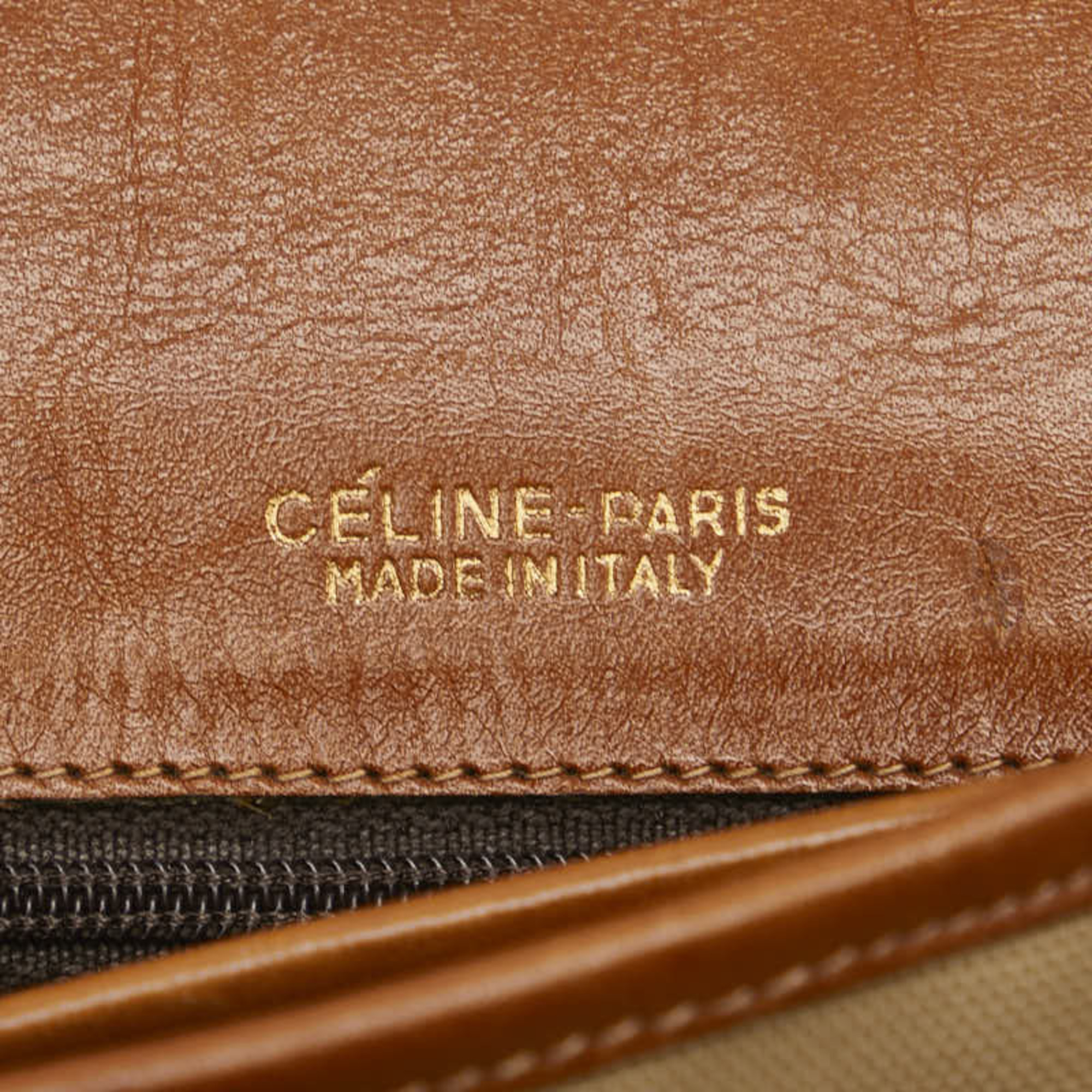 Celine Carriage Bag Handbag Brown Beige Canvas Leather Women's CELINE