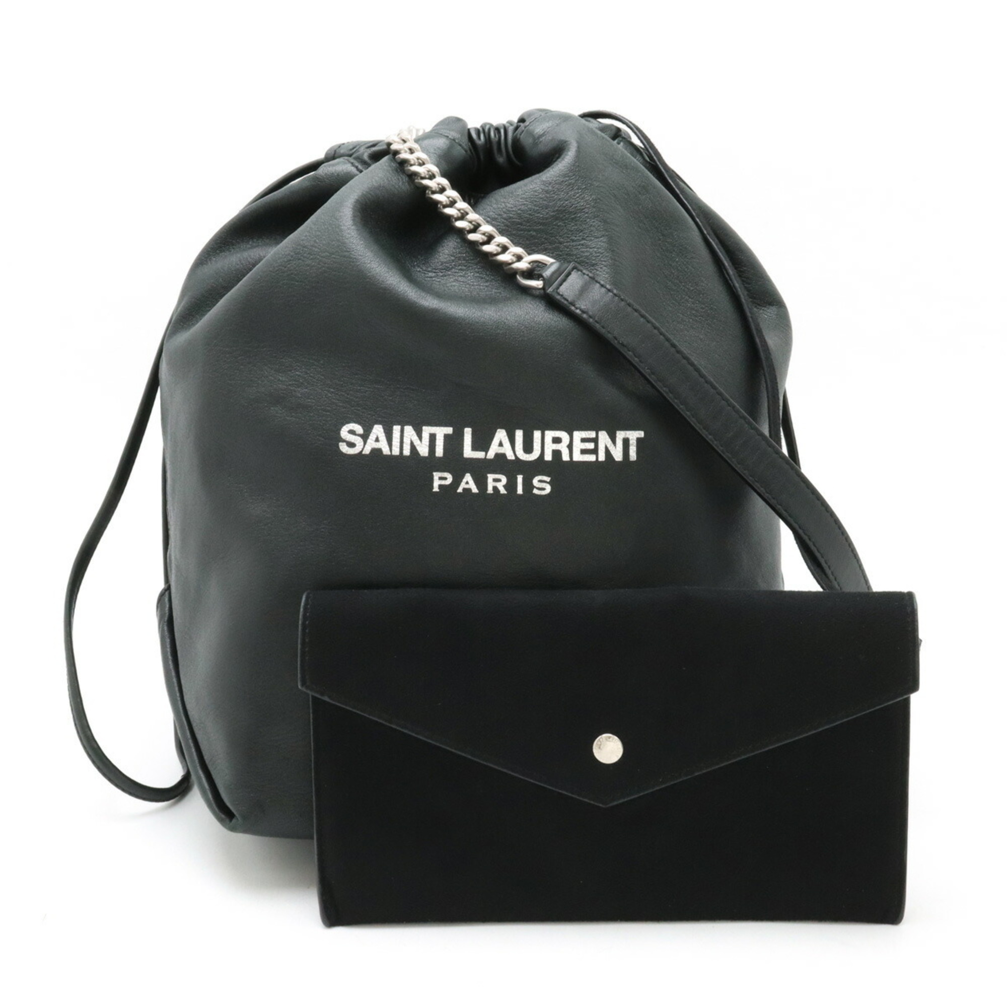 SAINT LAURENT PARIS YSL Yves Saint Laurent TEDDY POCHON Shoulder Bag Leather Black 538447