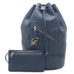 LOEWE Anton Drawstring Bag Shoulder Leather Dusty Navy