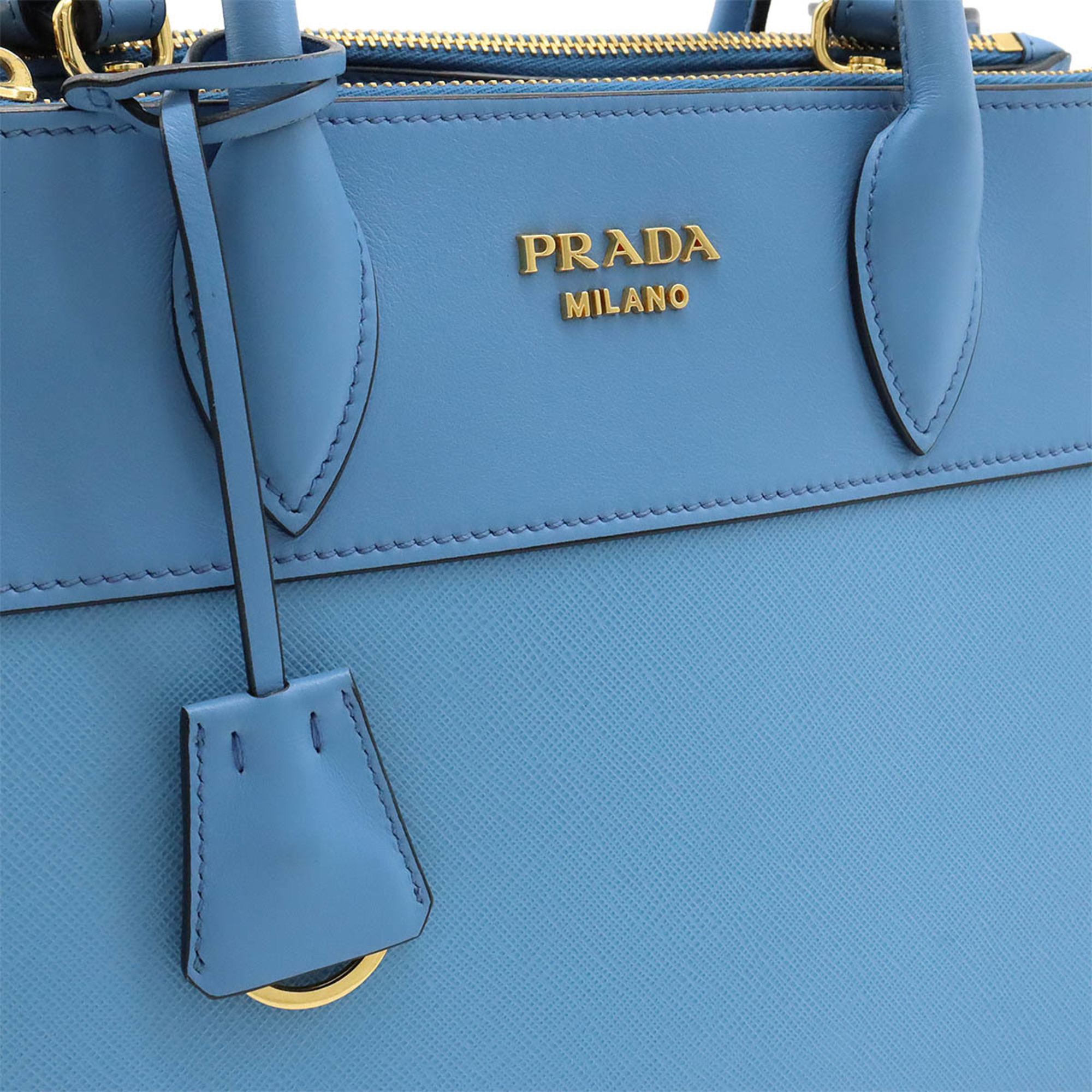 PRADA Prada Paradigm Handbag Shoulder Bag SAFFIANO+CITY C Leather MARE Light Blue Purchased at a domestic boutique 1BA103