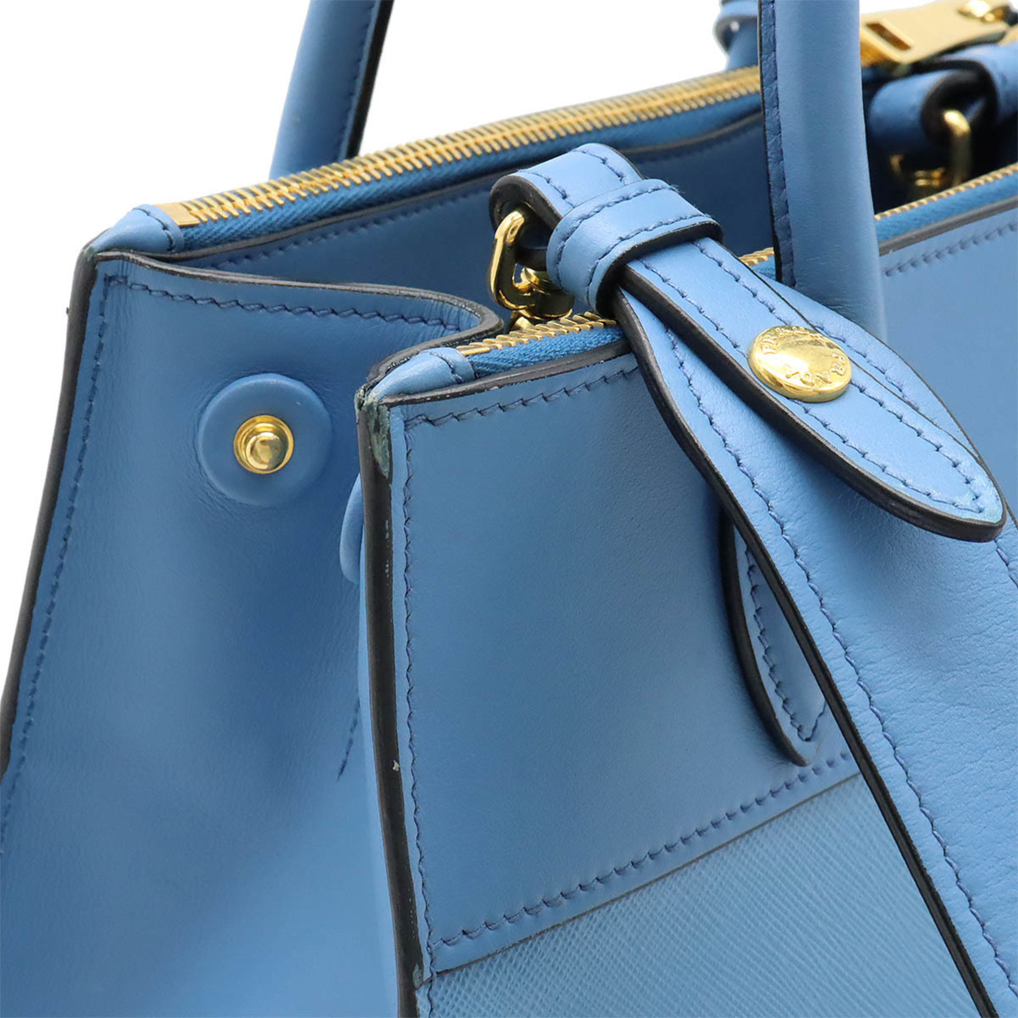 PRADA Prada Paradigm Handbag Shoulder Bag SAFFIANO+CITY C Leather MARE Light Blue Purchased at a domestic boutique 1BA103