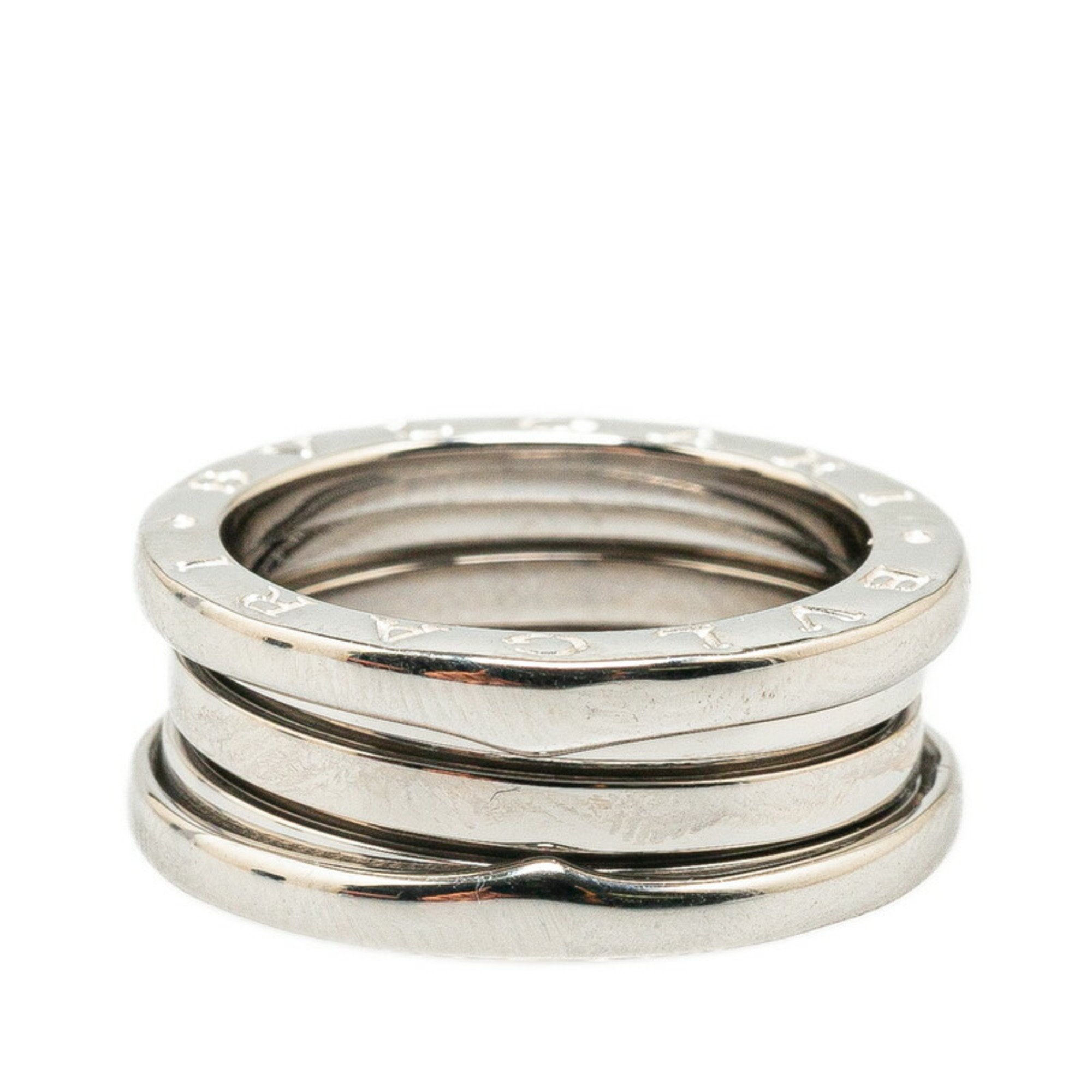 BVLGARI B.zero1 2-Band Ring #55 K18WG White Gold Women's