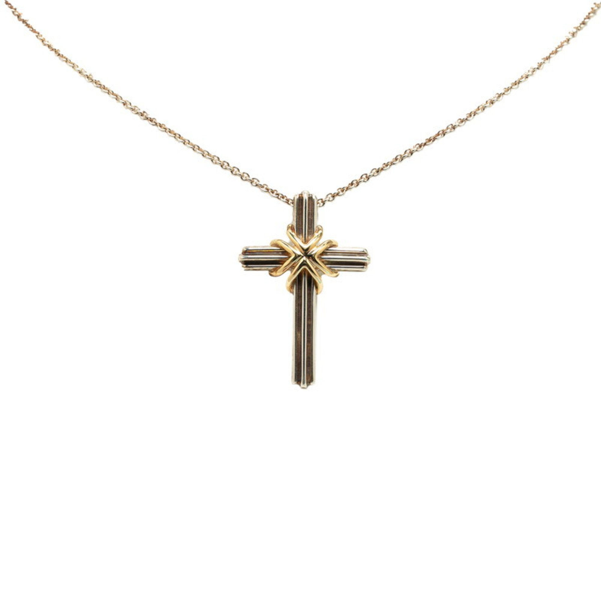 Tiffany Signature Cross Pendant Necklace SV925 Silver K18 Gold Combination Women's TIFFANY&Co.