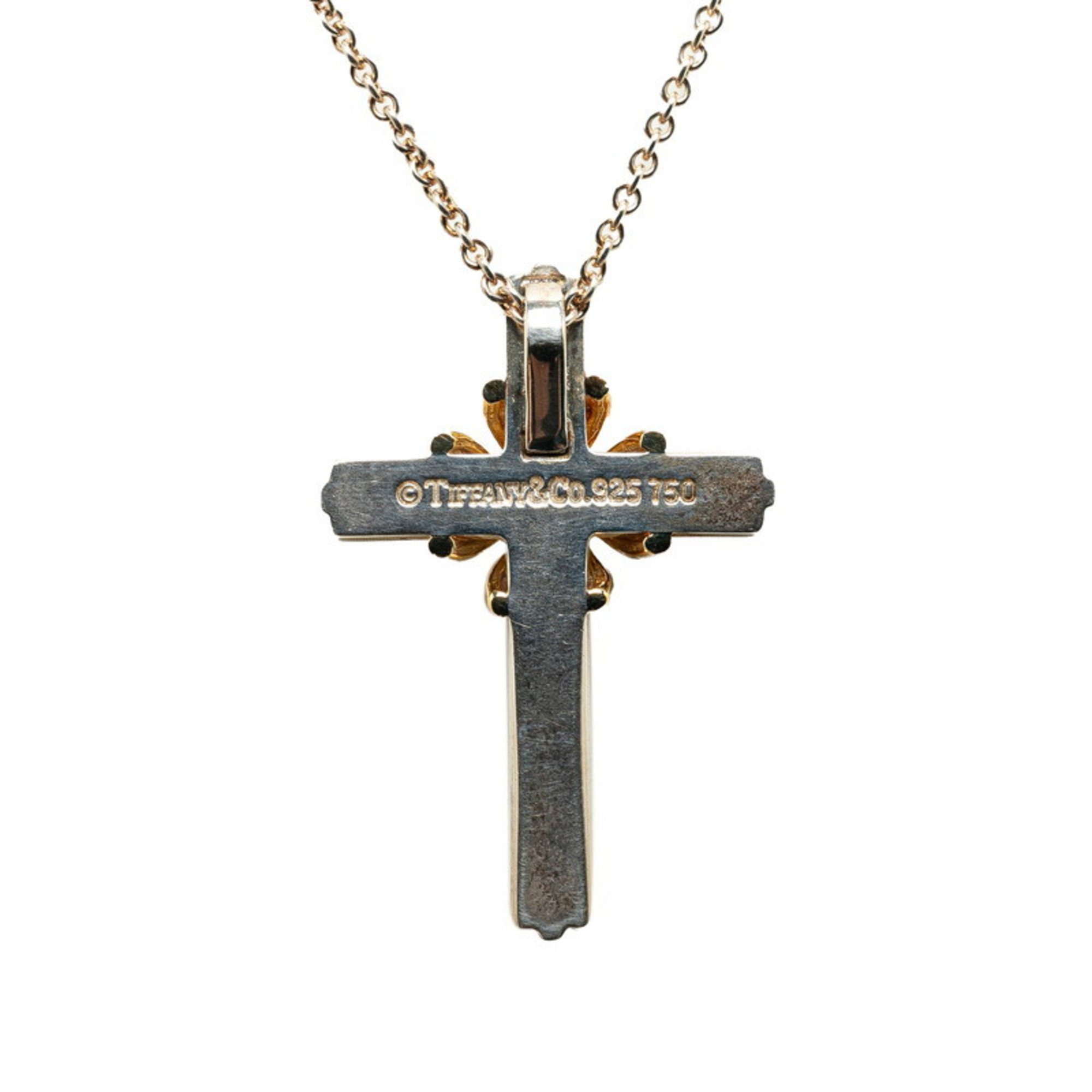 Tiffany Signature Cross Pendant Necklace SV925 Silver K18 Gold Combination Women's TIFFANY&Co.