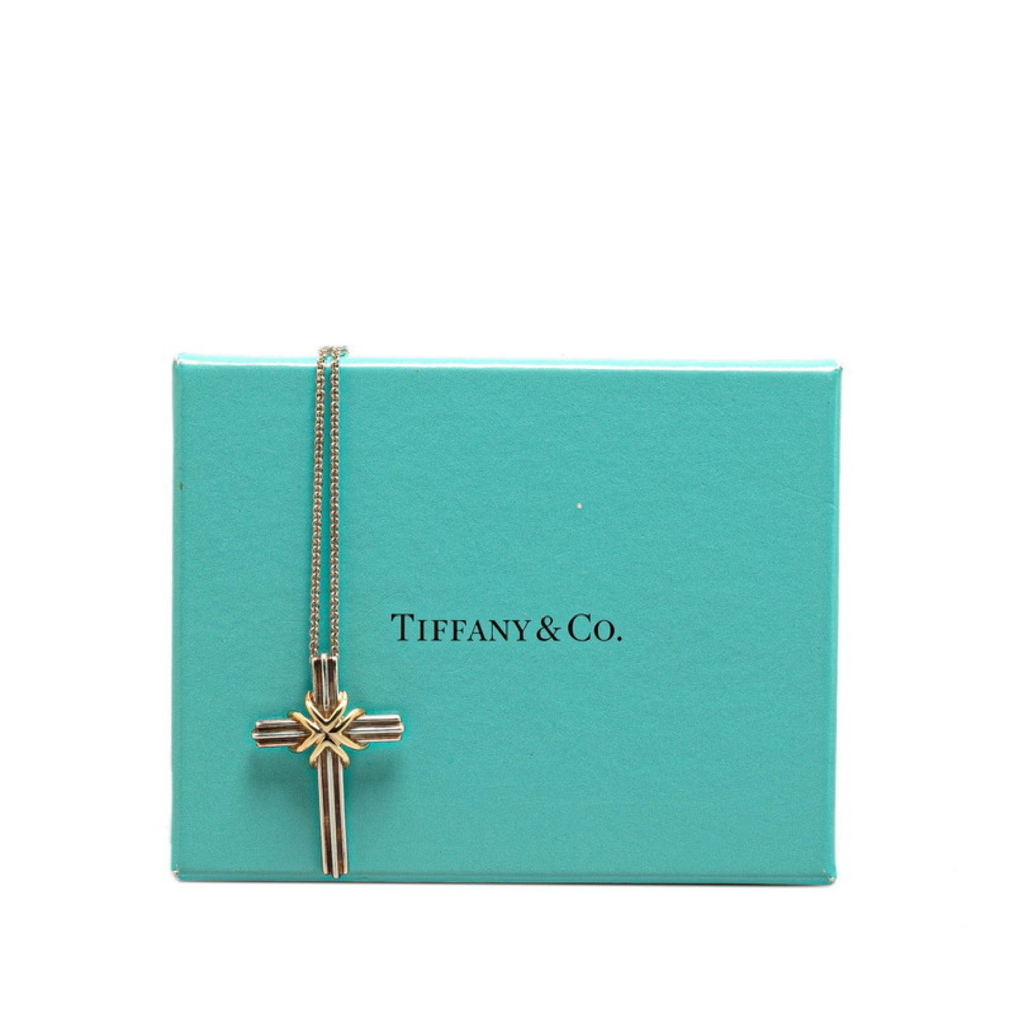 Tiffany Signature Cross Pendant Necklace SV925 Silver K18 Gold Combination Women's TIFFANY&Co.