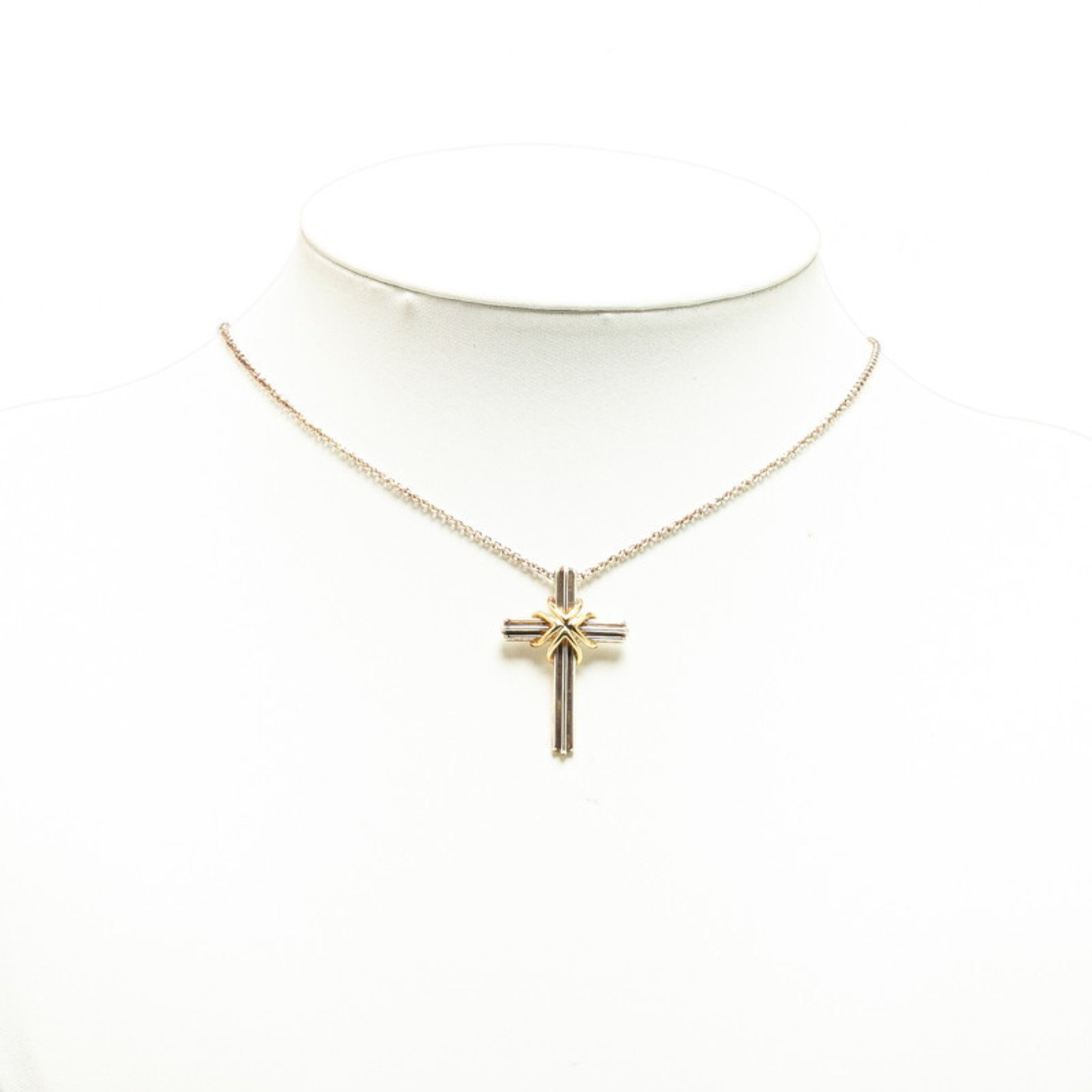 Tiffany Signature Cross Pendant Necklace SV925 Silver K18 Gold Combination Women's TIFFANY&Co.