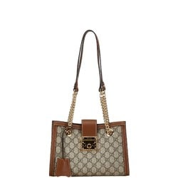 Gucci GG Small Padlock Chain Shoulder Bag 498156 Beige Black Leather PVC Women's GUCCI