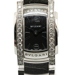 BVLGARI Ashoma Side Diamond Watch AA26S Quartz Black Dial Stainless Steel Women's