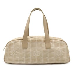 CHANEL New Travel Line Boston Bag Handbag Nylon Jacquard Leather Beige A15828