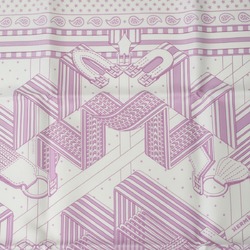 Hermes Scarf, Stole, Zigzag Sangle, Carre 55, Silk, Purple