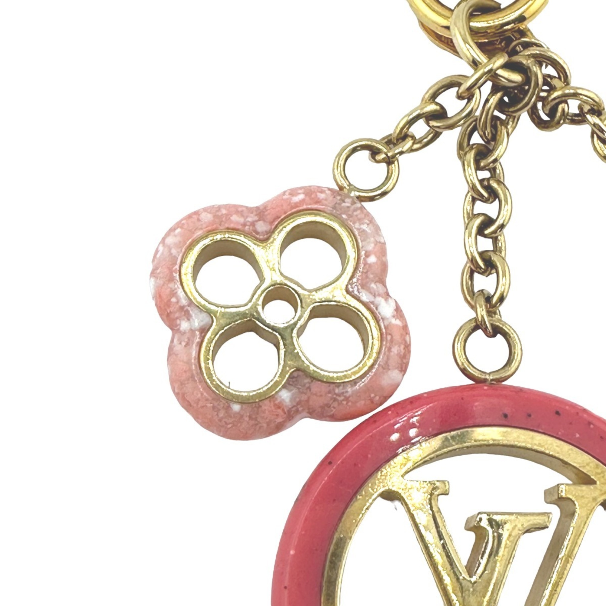 Louis Vuitton LOUIS VUITTON Charm Portocle Color Line Keychain Monogram M64525 Pink Gold LV