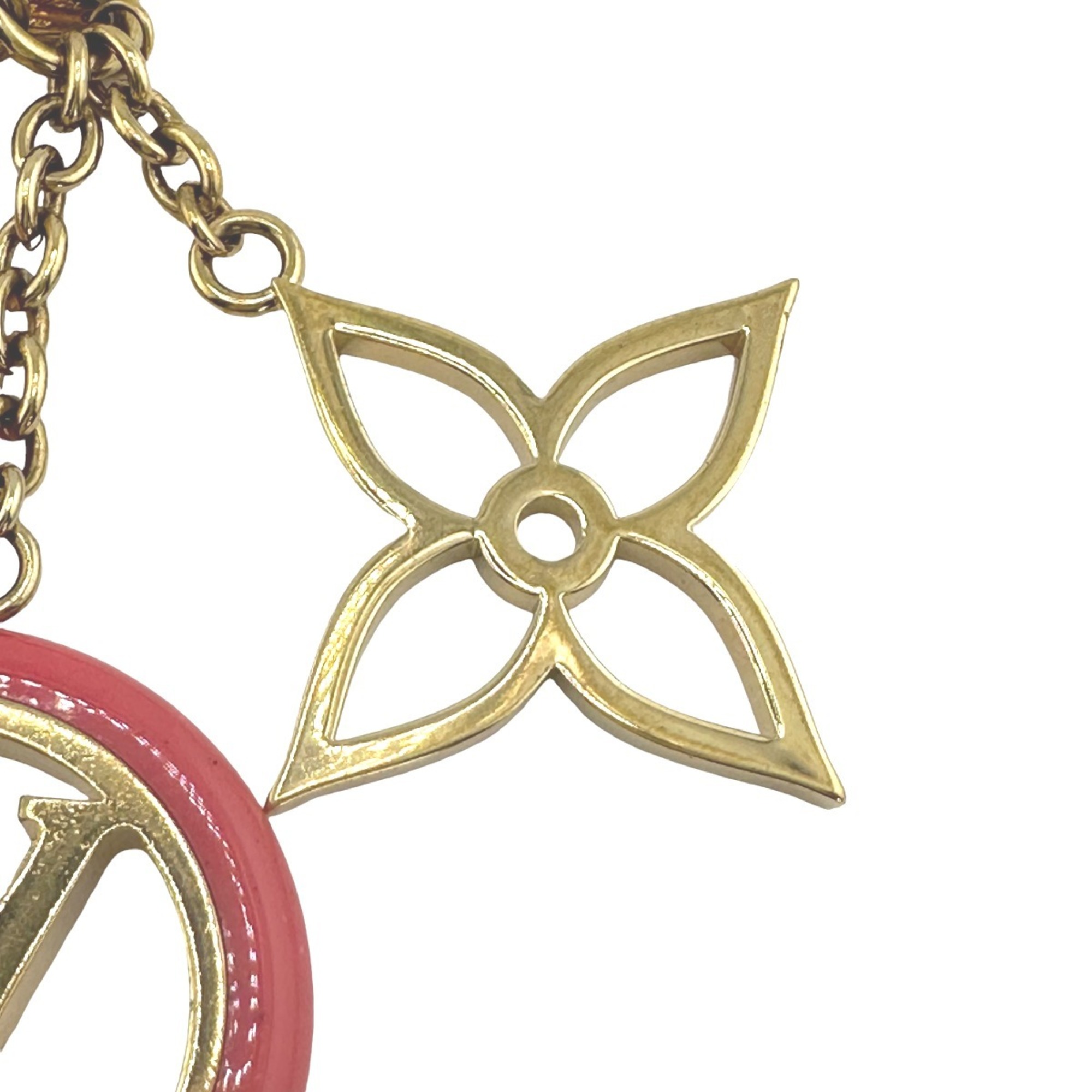 Louis Vuitton LOUIS VUITTON Charm Portocle Color Line Keychain Monogram M64525 Pink Gold LV