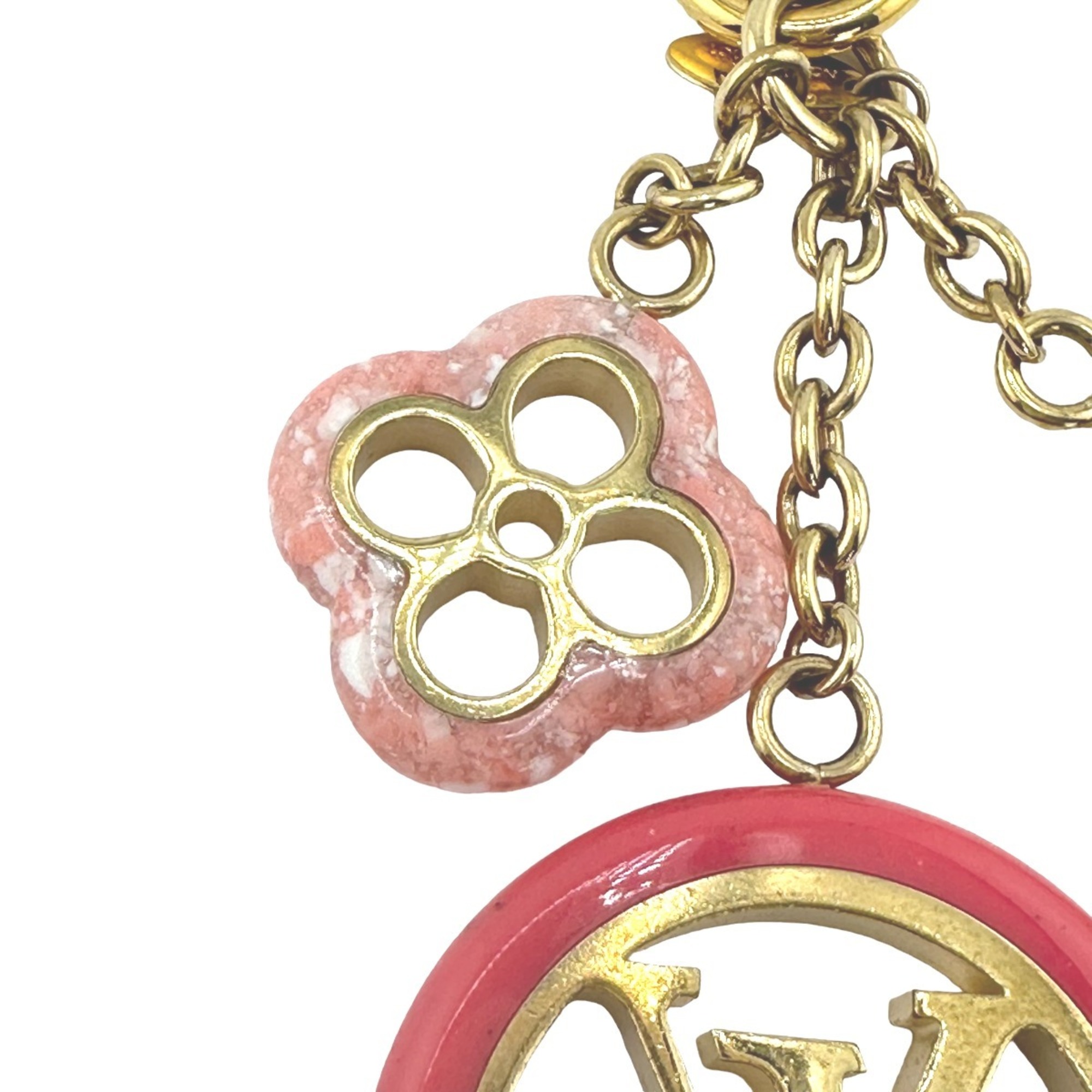 Louis Vuitton LOUIS VUITTON Charm Portocle Color Line Keychain Monogram M64525 Pink Gold LV