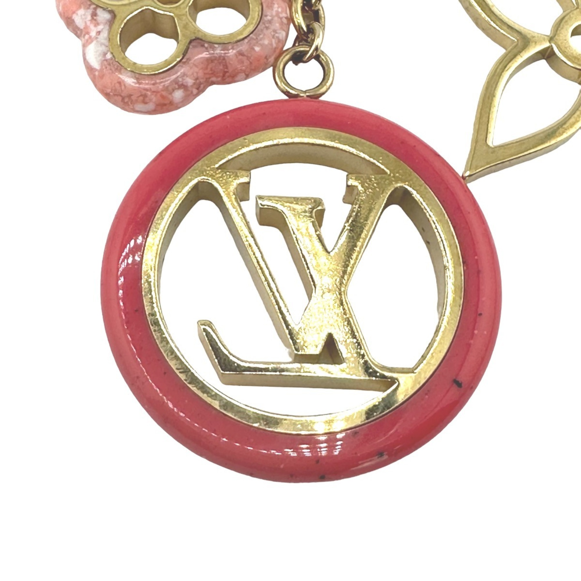 Louis Vuitton LOUIS VUITTON Charm Portocle Color Line Keychain Monogram M64525 Pink Gold LV