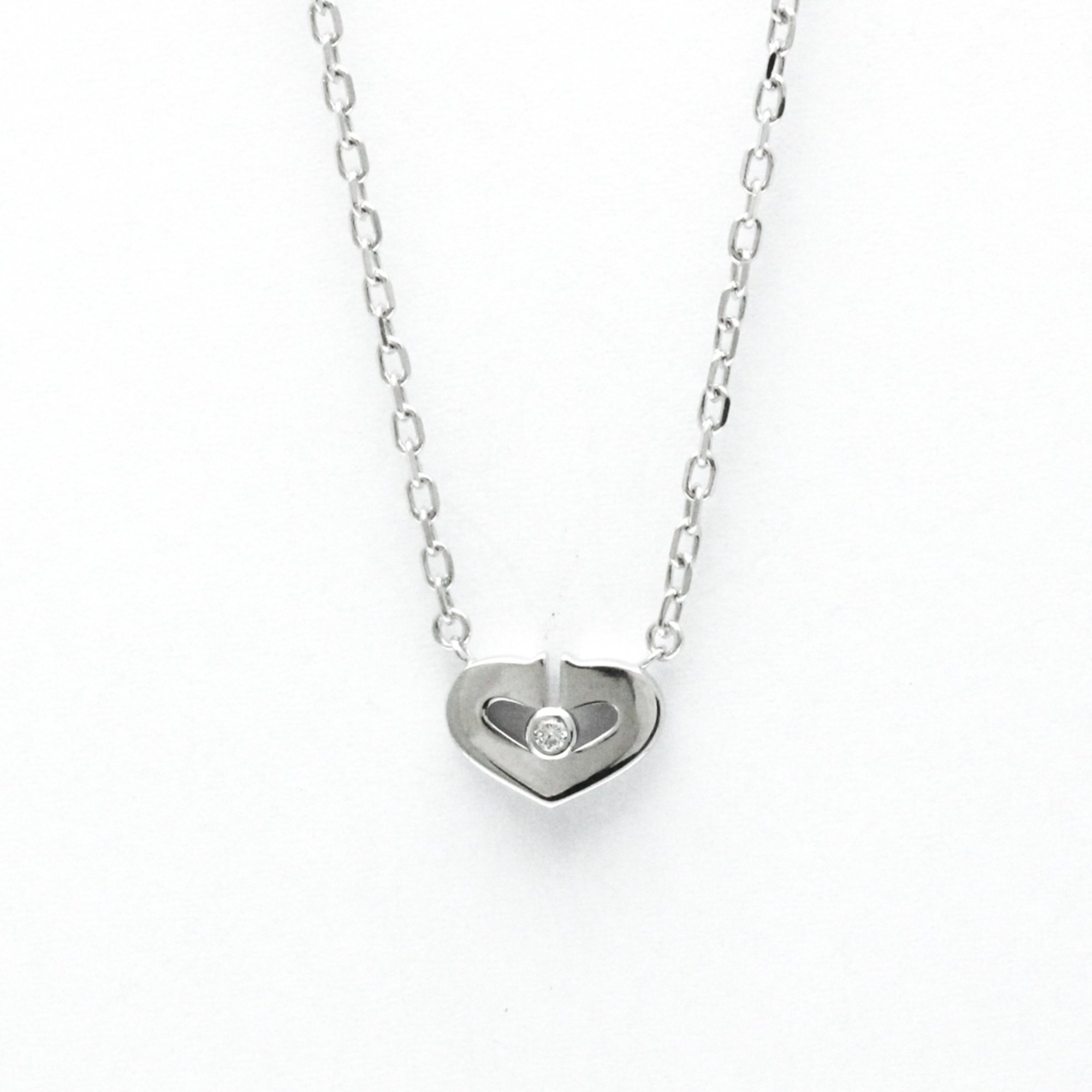 Cartier C Heart White Gold (18K) Diamond Women's Fashion Pendant Necklace (Silver)