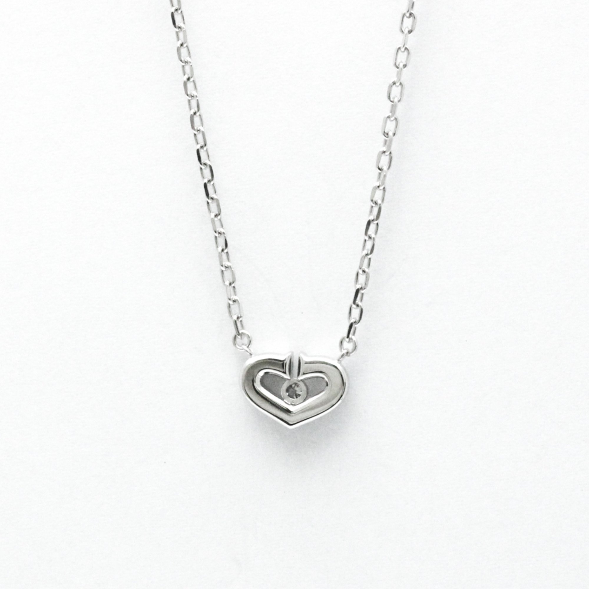 Cartier C Heart White Gold (18K) Diamond Women's Fashion Pendant Necklace (Silver)