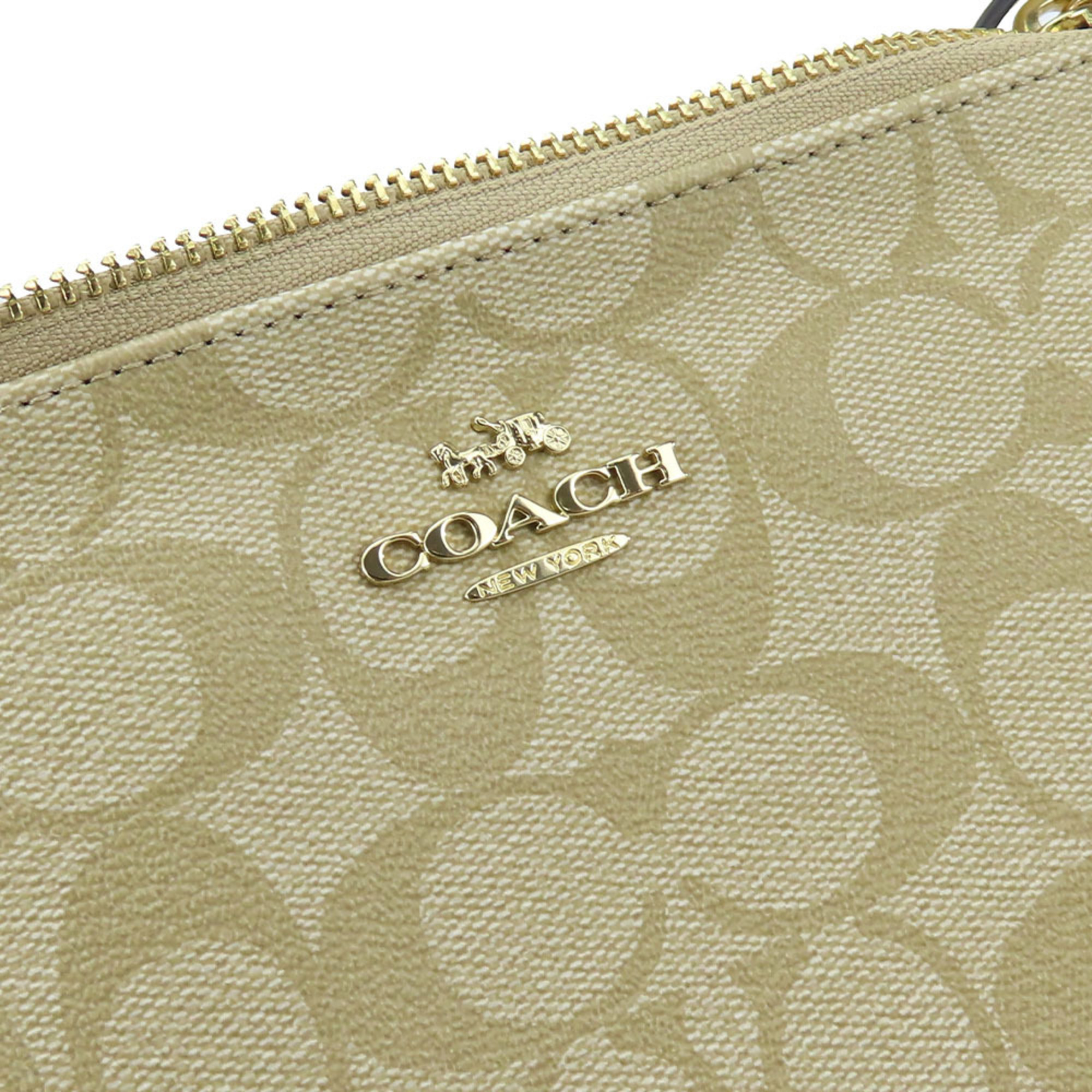 Coach Shoulder Bag F58309 Signature Leather Beige Off-White Women's COACH