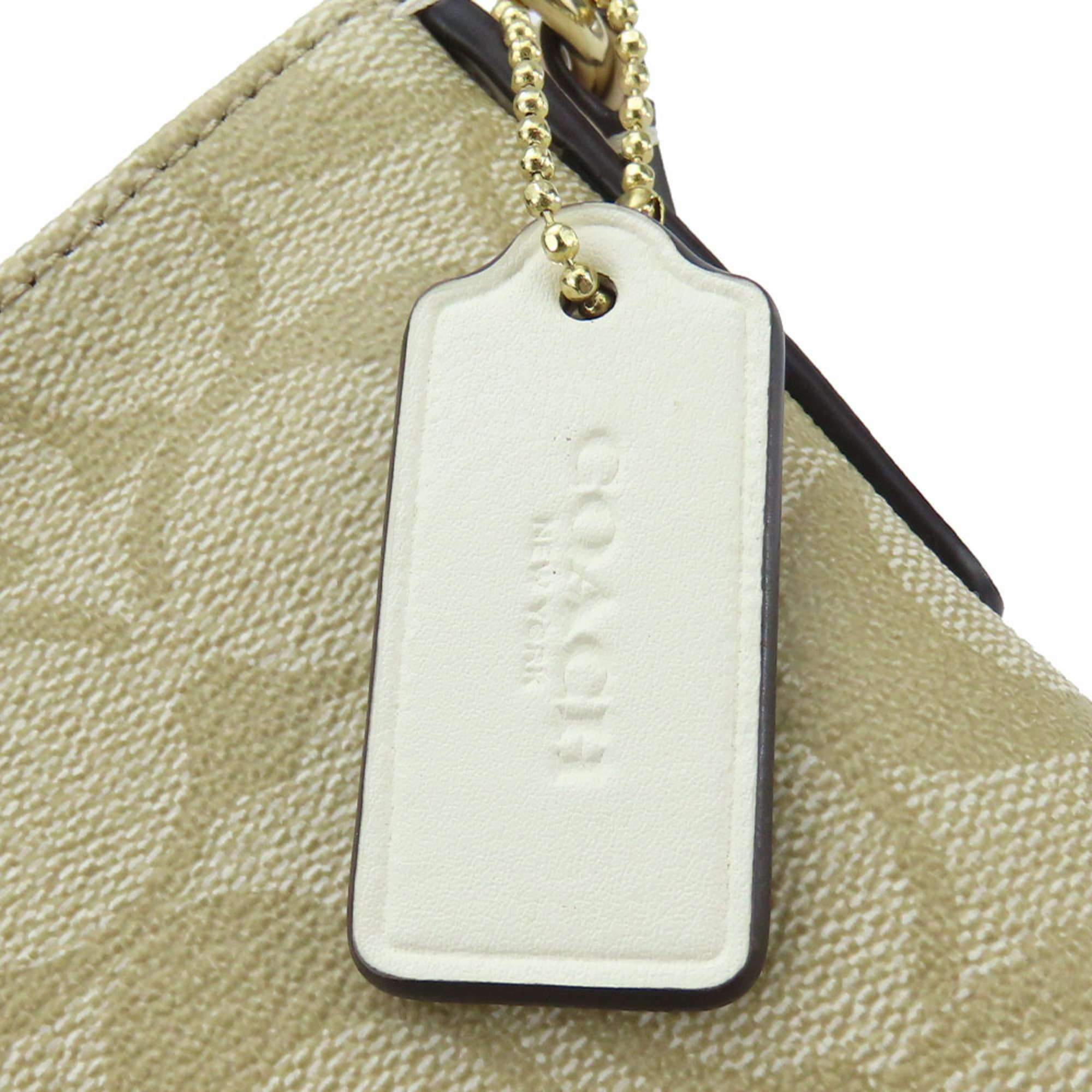 Coach Shoulder Bag F58309 Signature Leather Beige Off-White Women's COACH