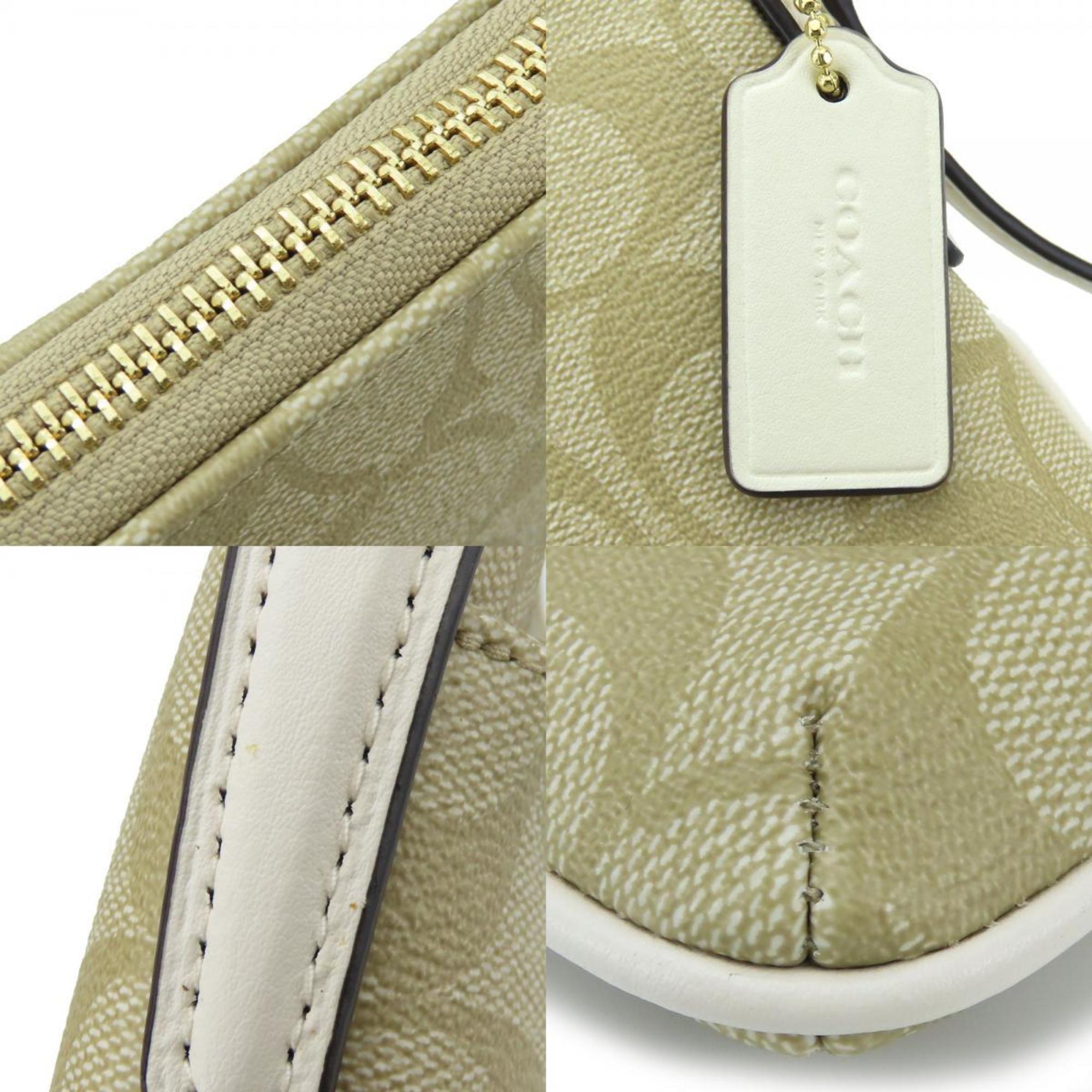 Coach Shoulder Bag F58309 Signature Leather Beige Off-White Women's COACH