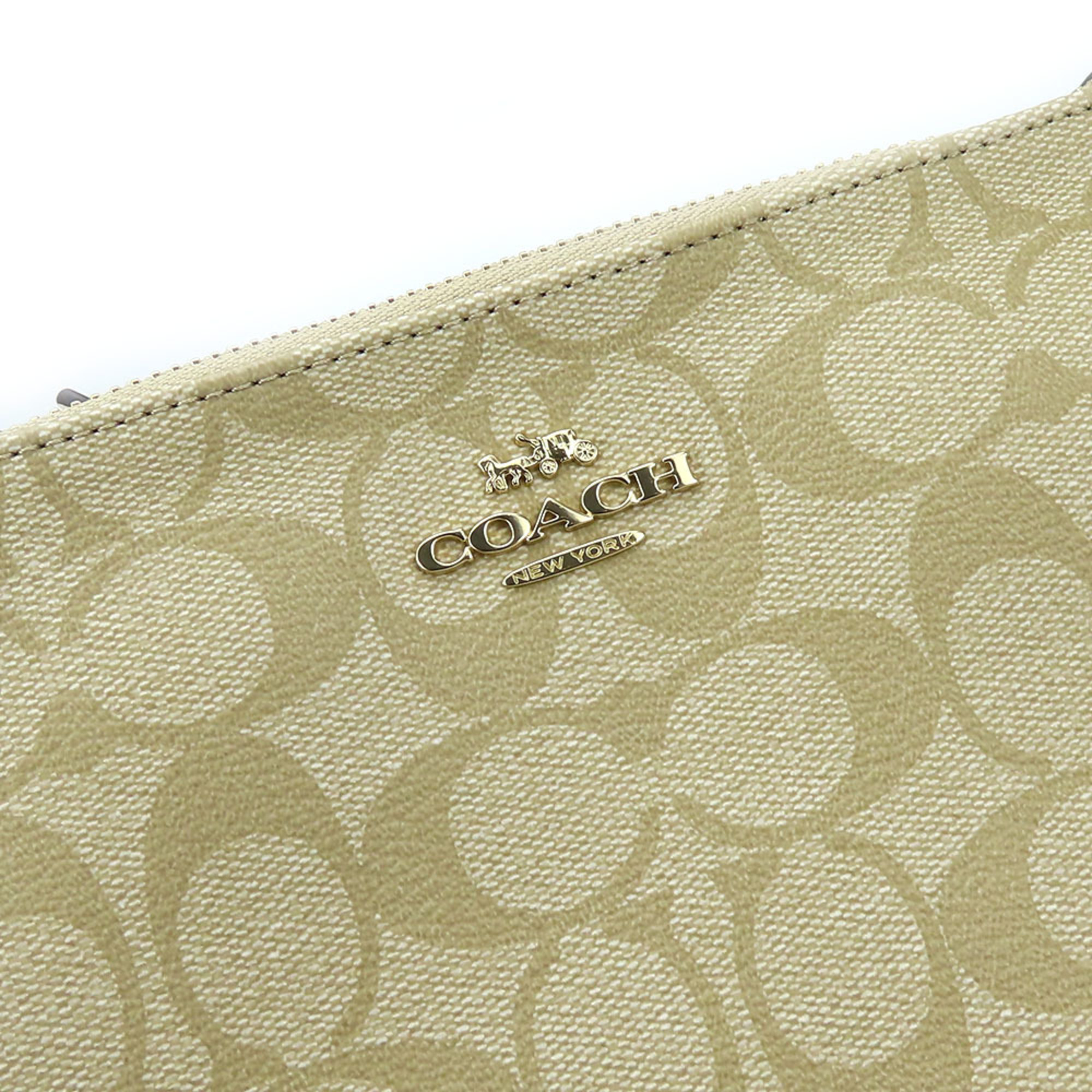 Coach Shoulder Bag F58309 Signature Leather Beige White Women's COACH