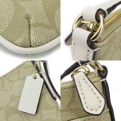 Coach Shoulder Bag F58309 Signature Leather Beige White Women's COACH