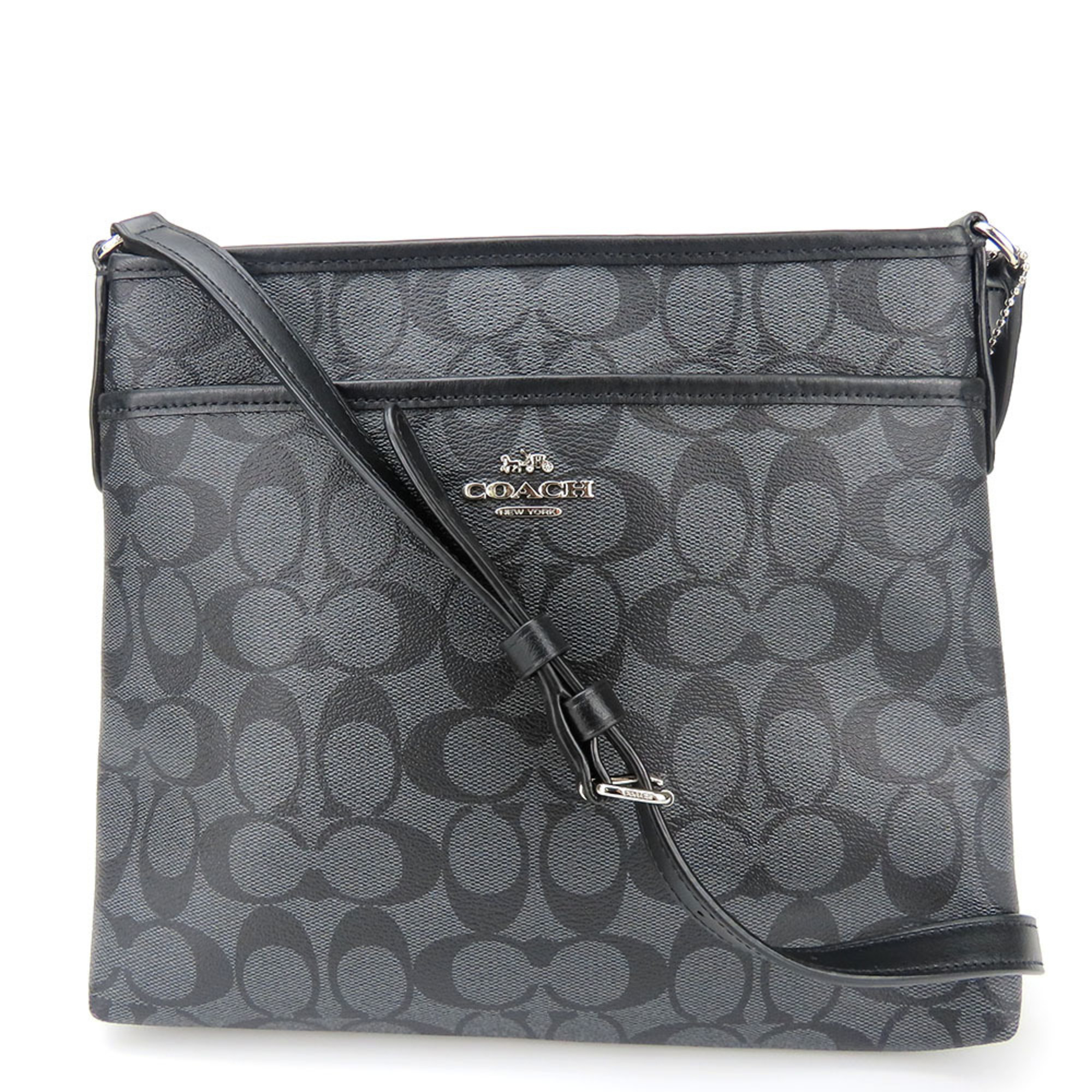 Coach Shoulder Bag F29210 Signature Leather Grey Black Women s Men s COACH eLADY Globazone