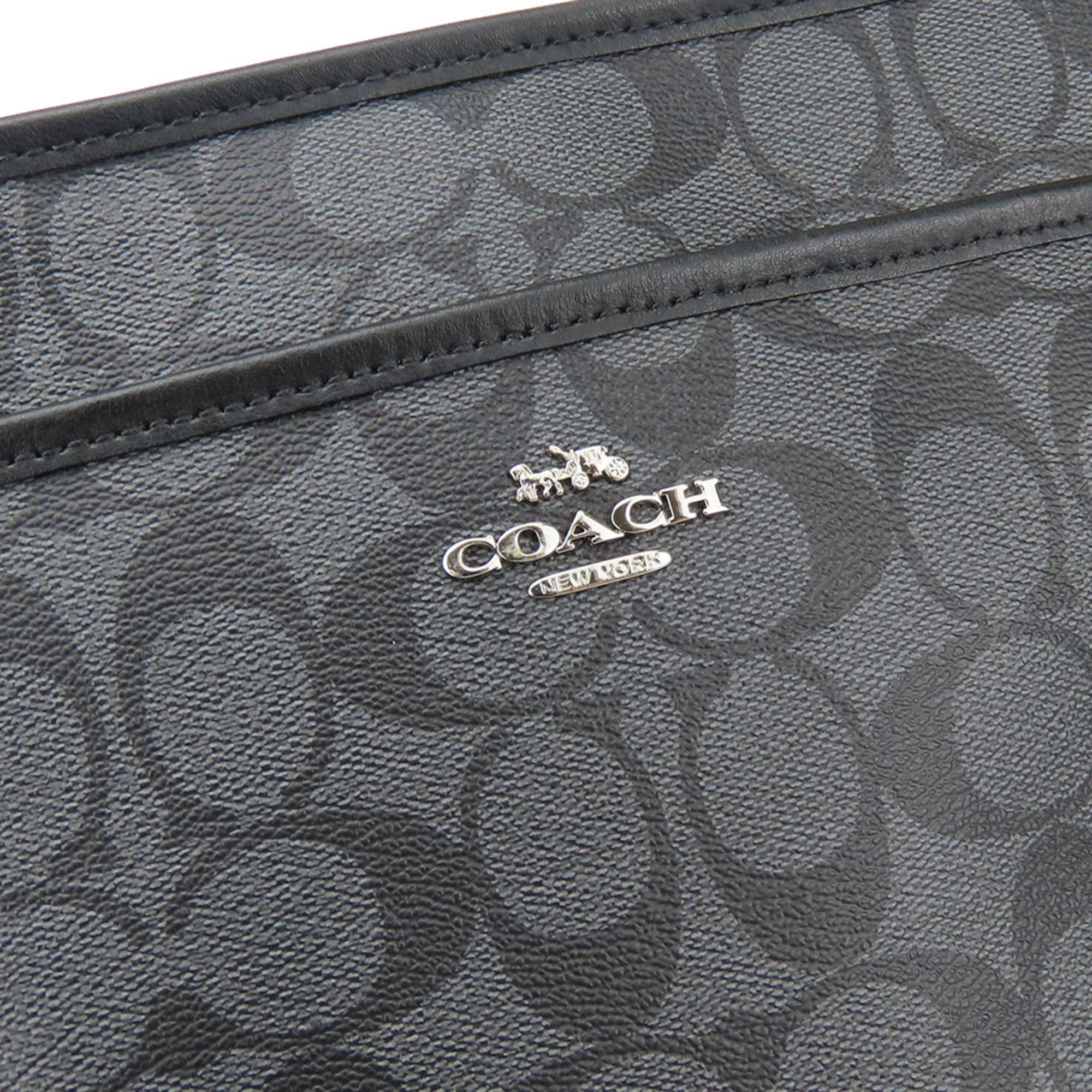 Coach Shoulder Bag F29210 Signature Leather Grey Black Women's Men's COACH