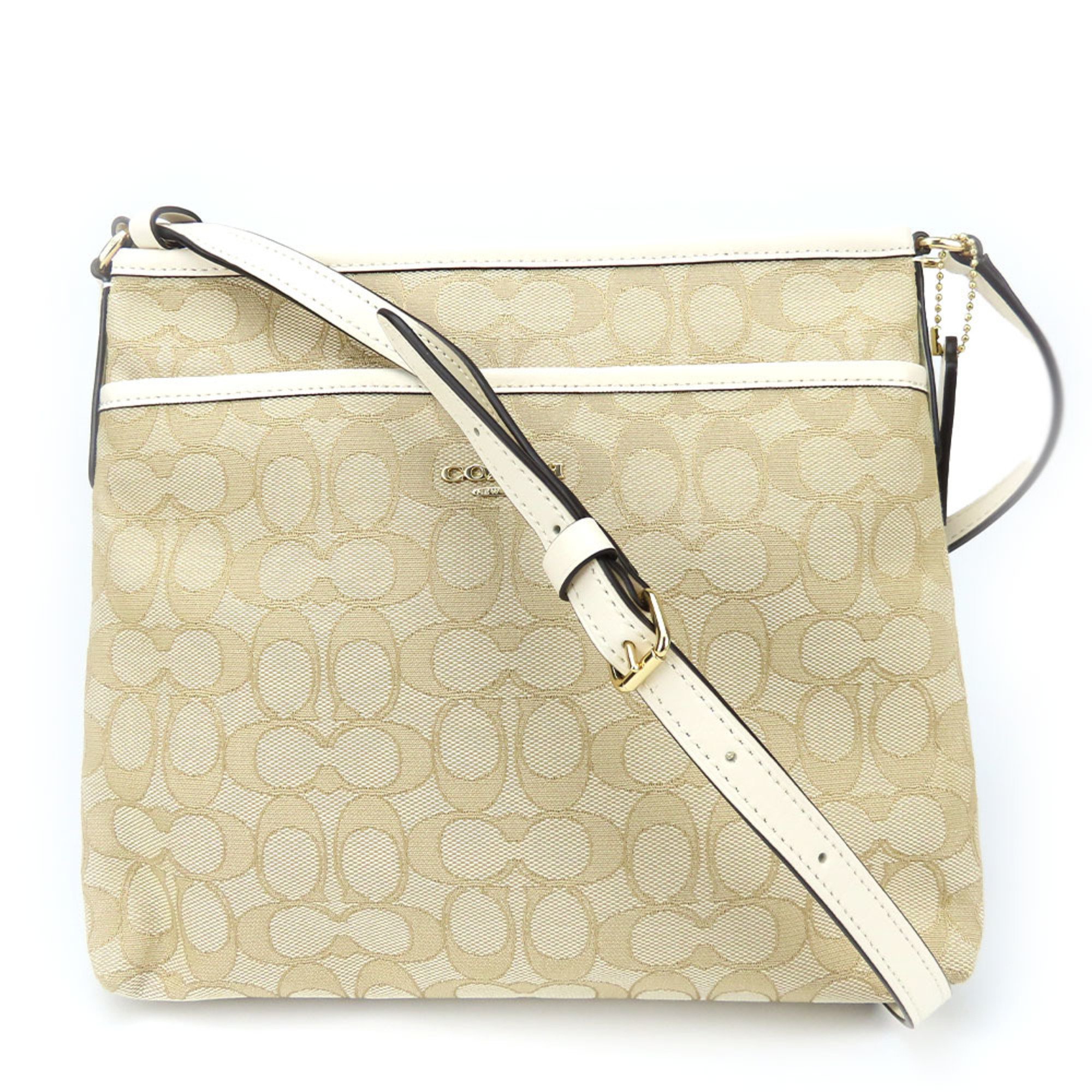 Coach Shoulder Bag F29960 Signature Canvas Leather Beige Ivory Women's COACH