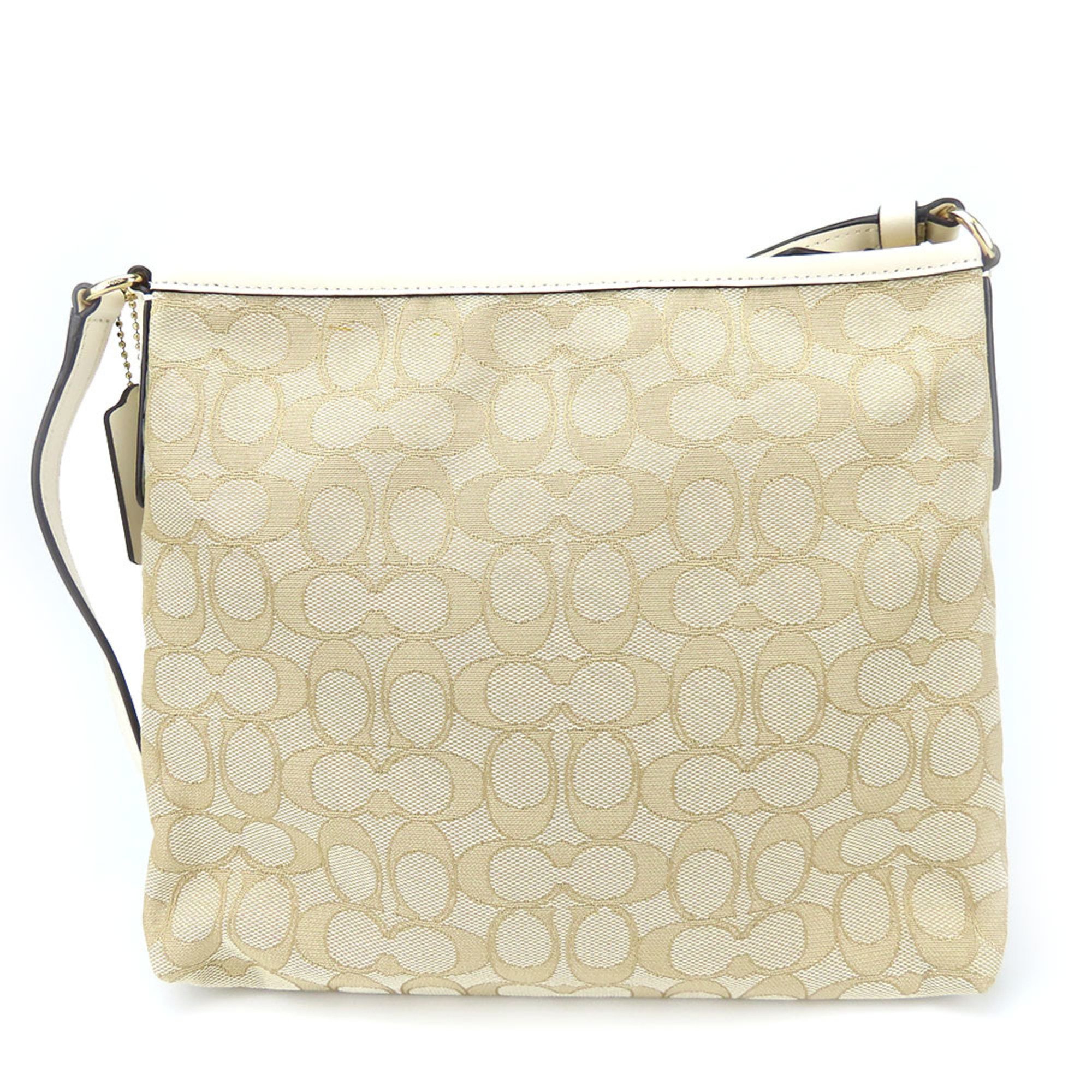 Coach Shoulder Bag F29960 Signature Canvas Leather Beige Ivory Women's COACH