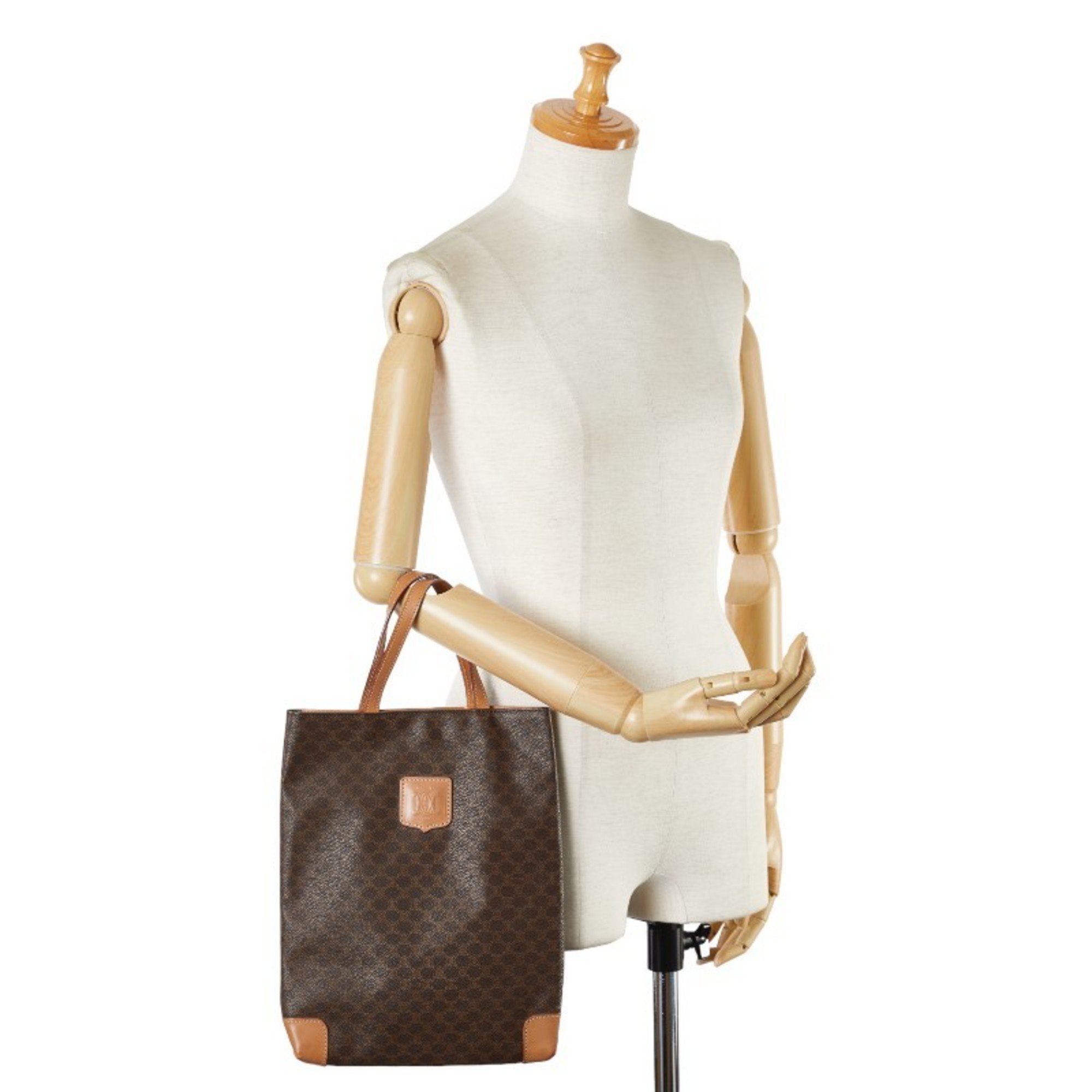 Celine Macadam Tote Bag Handbag Brown PVC Leather Women's CELINE