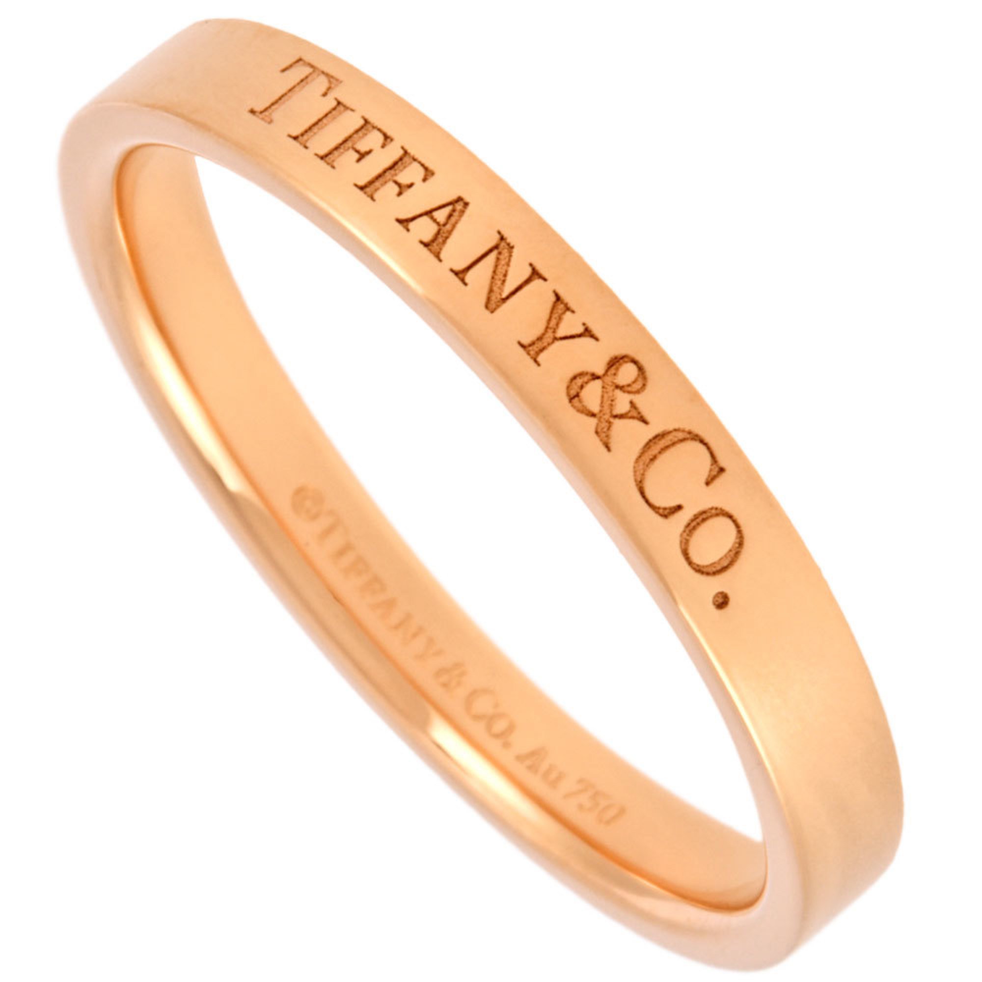 Tiffany & Co. Flat Band Ring, Size 18.5, K18PG, 3mm, 3.8g, for Men and Women