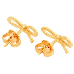 Tiffany & Co. Ribbon motif earrings, K18YG, 1.9g, ribbon, ladies