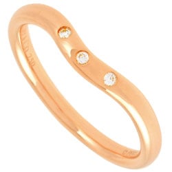 Tiffany & Co. Elsa Peretti Curved Band Ring, Diamond, Size 10.5, K18PG, 3P, 2.2mm, 2.5g, Women's