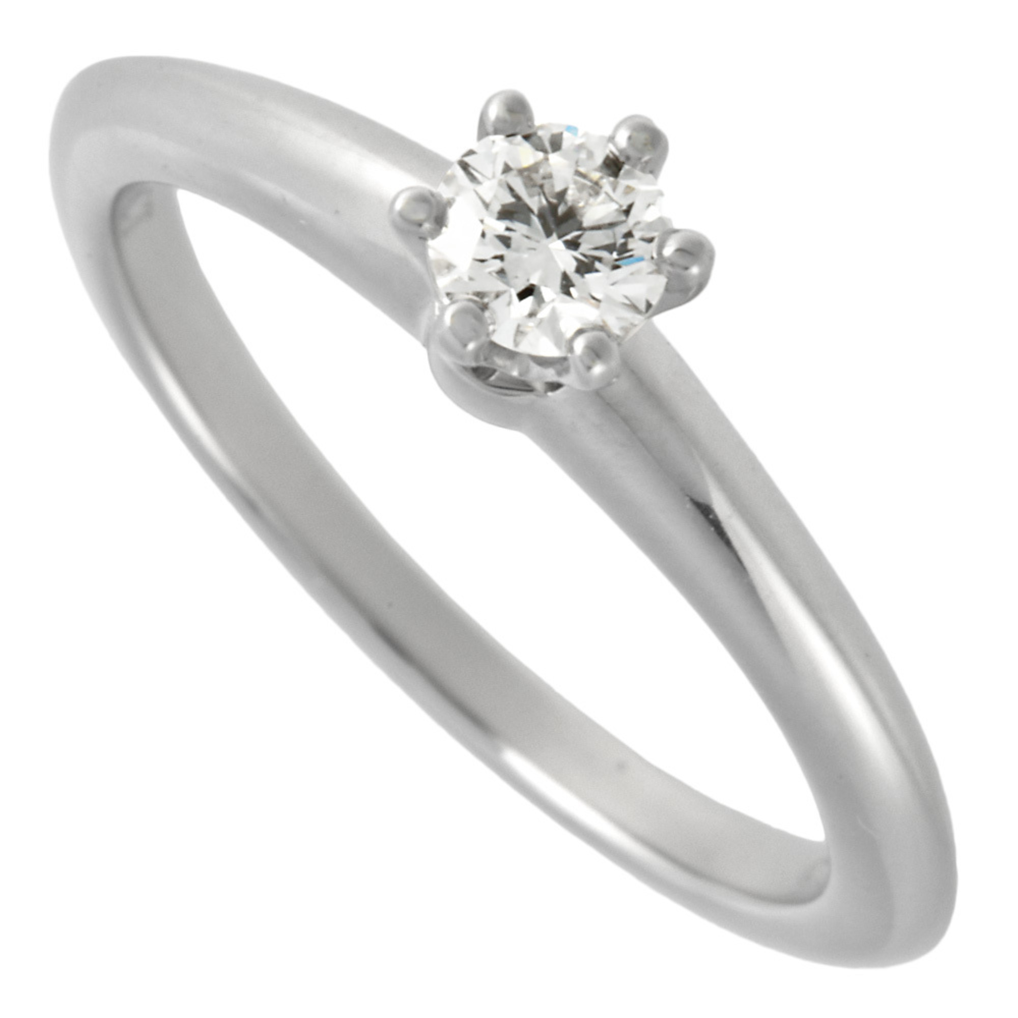 Tiffany & Co. Solitaire Ring, Diamond, 0.19ct, Size 11, Pt950, 2mm, 4.4g, Women's